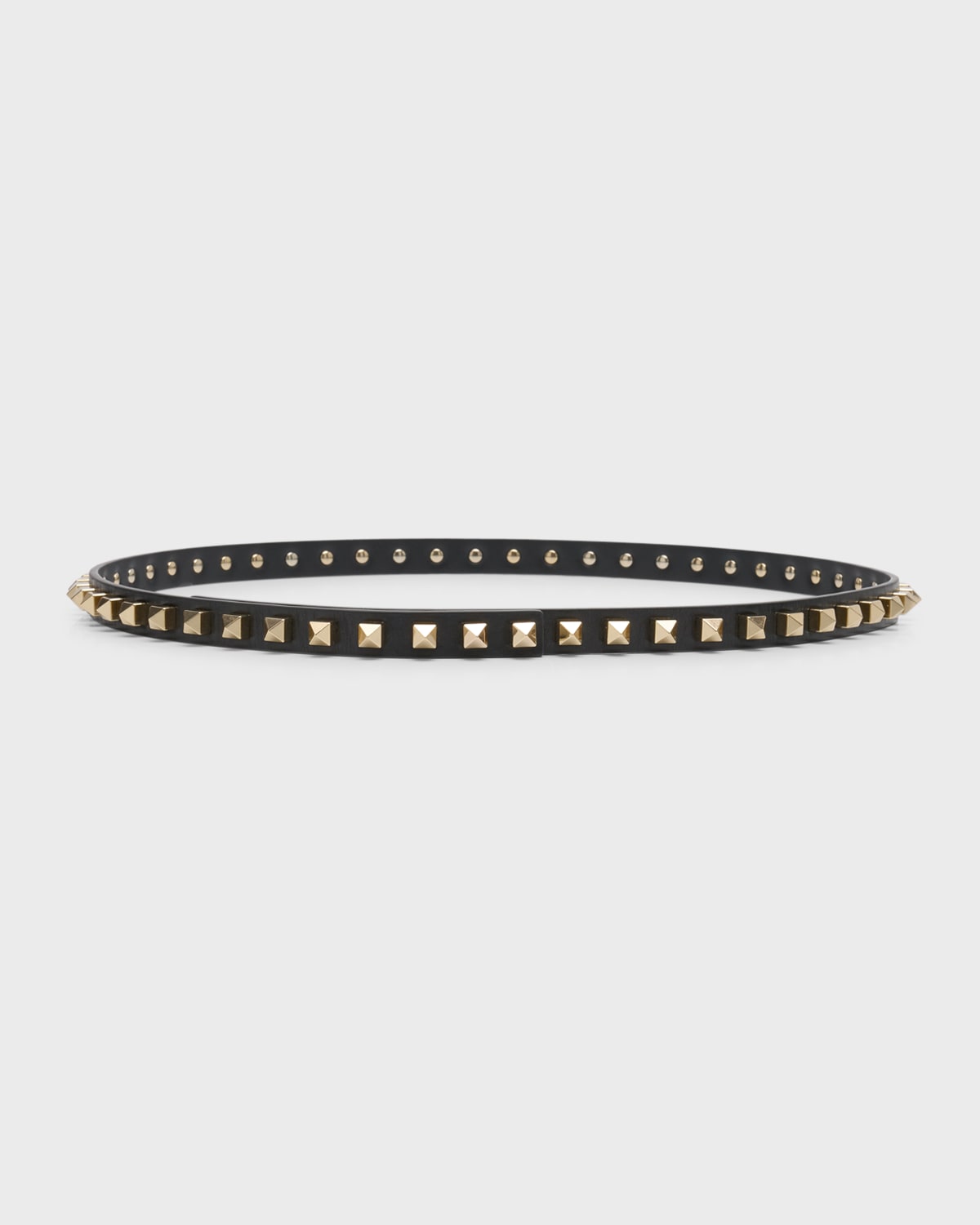 Shop Valentino Rocketed Leather Skinny Belt In 0no Nero