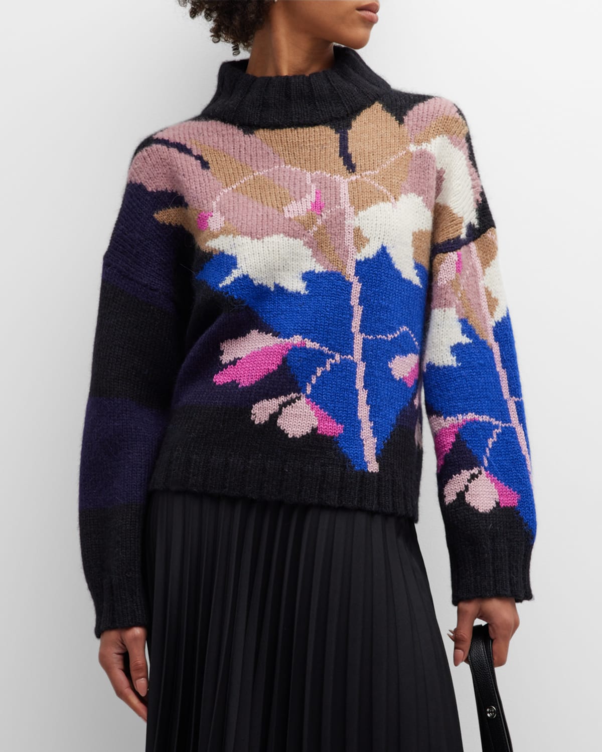 Bailey Mock-Neck Abstract Intarsia Sweater