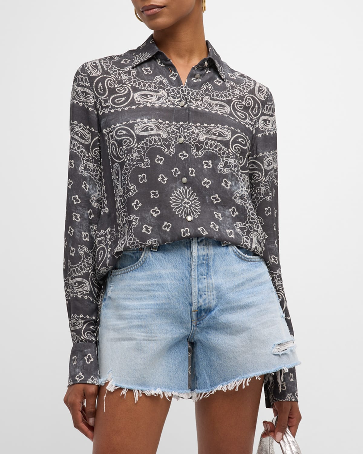 Golden Goose Paisley-print Button-front Pyjama Shirt In Anthracite
