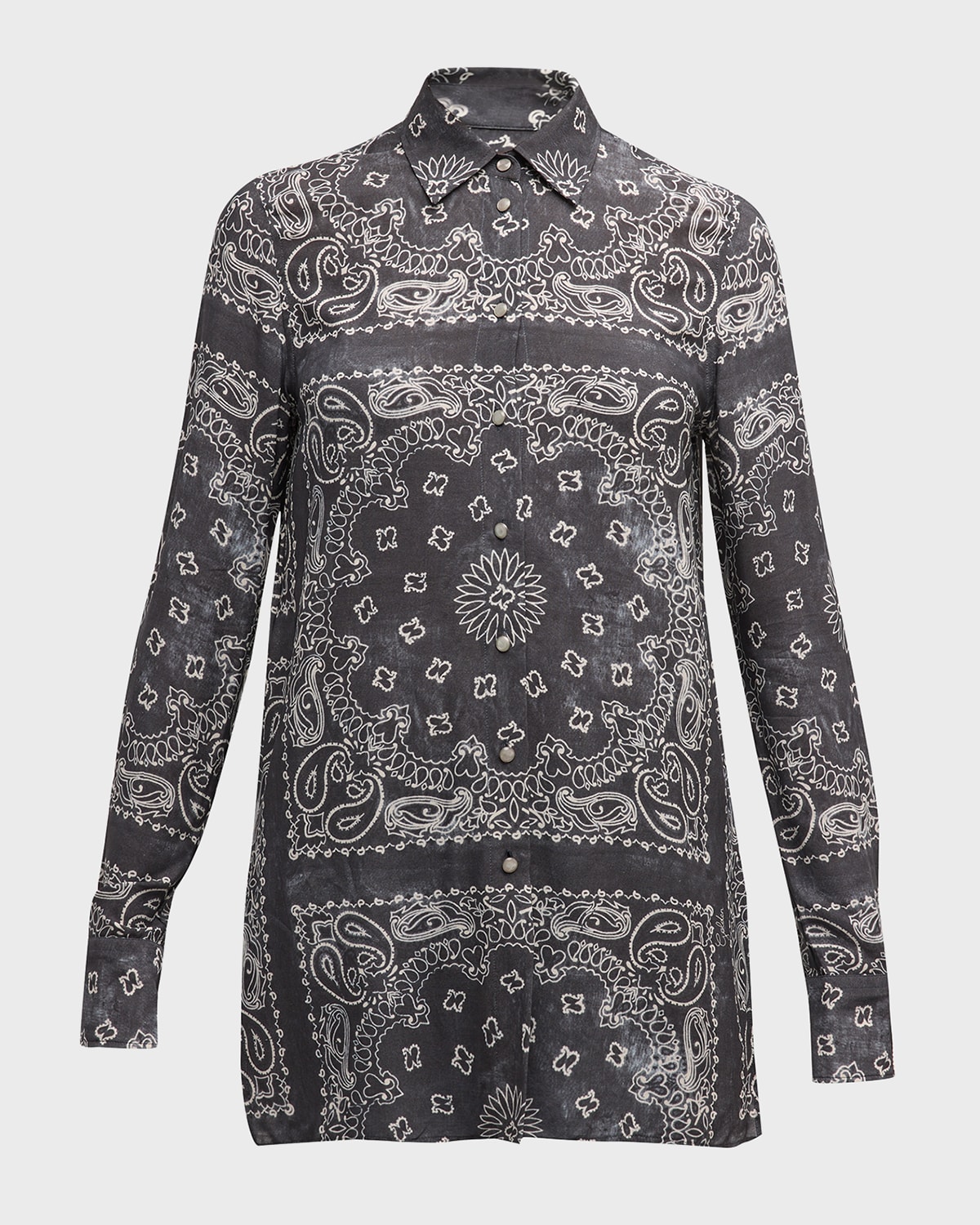 Golden Goose Bandana-print Button-front Pajama Shirt In Anthracite