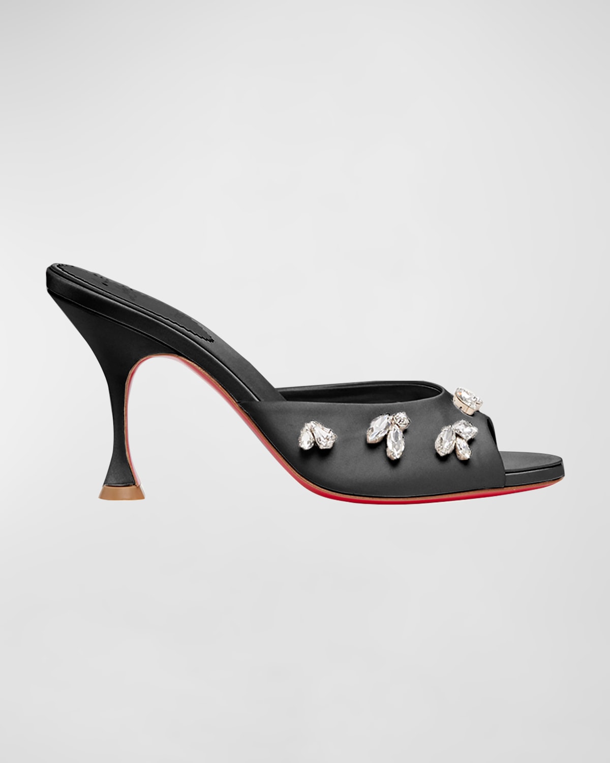 CHRISTIAN LOUBOUTIN DEGRAQUEENIE SILK EMBELLISHED RED SOLE SANDALS