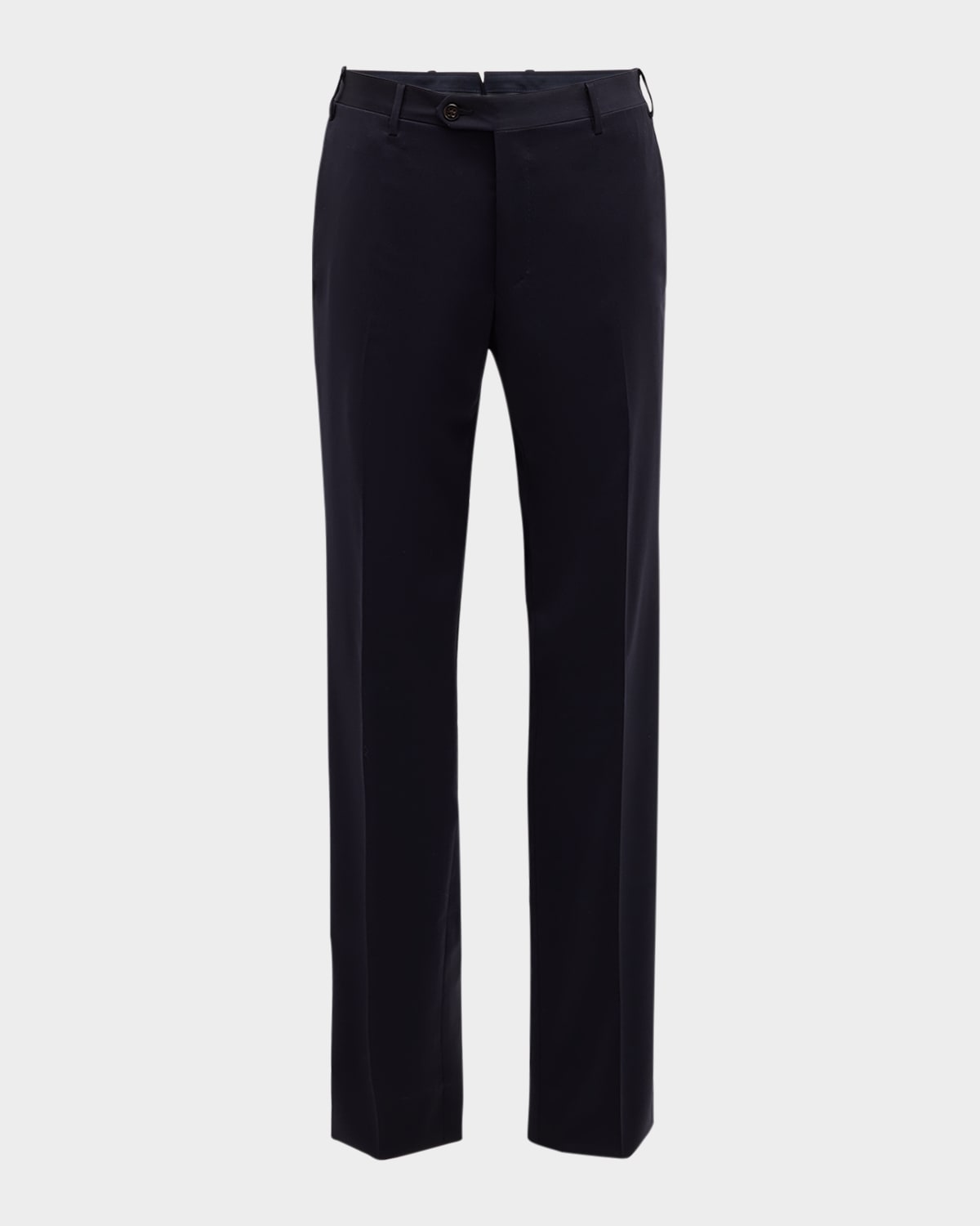 Corneliani Men's Flat-front Wool Trousers In Dk Blu Sld
