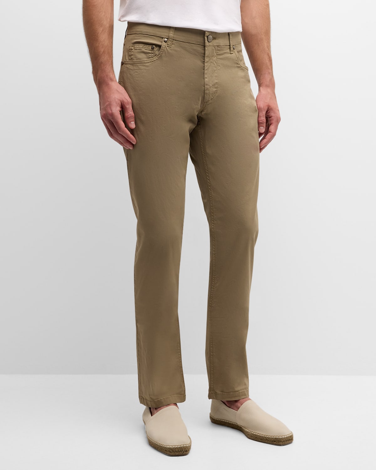 Shop Corneliani Men's 5-pocket Stretch Gabardine Pants In Dk Gry Sld