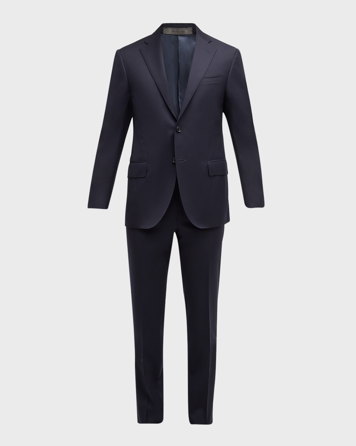 Corneliani Regular-fit Solid Woven Wool Suit In Dk Blu Sld