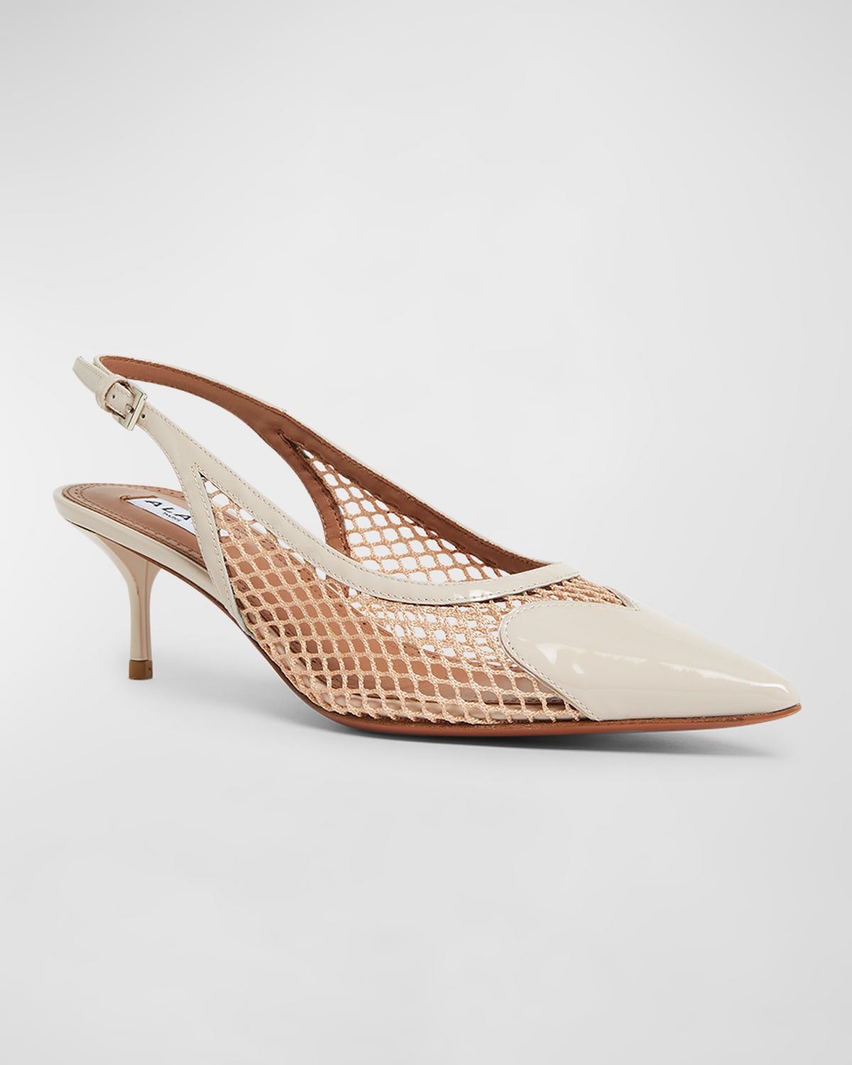 Alaïa Nude Clair Beige Patent Leather Slingback 55 Pumps In Nude Clair