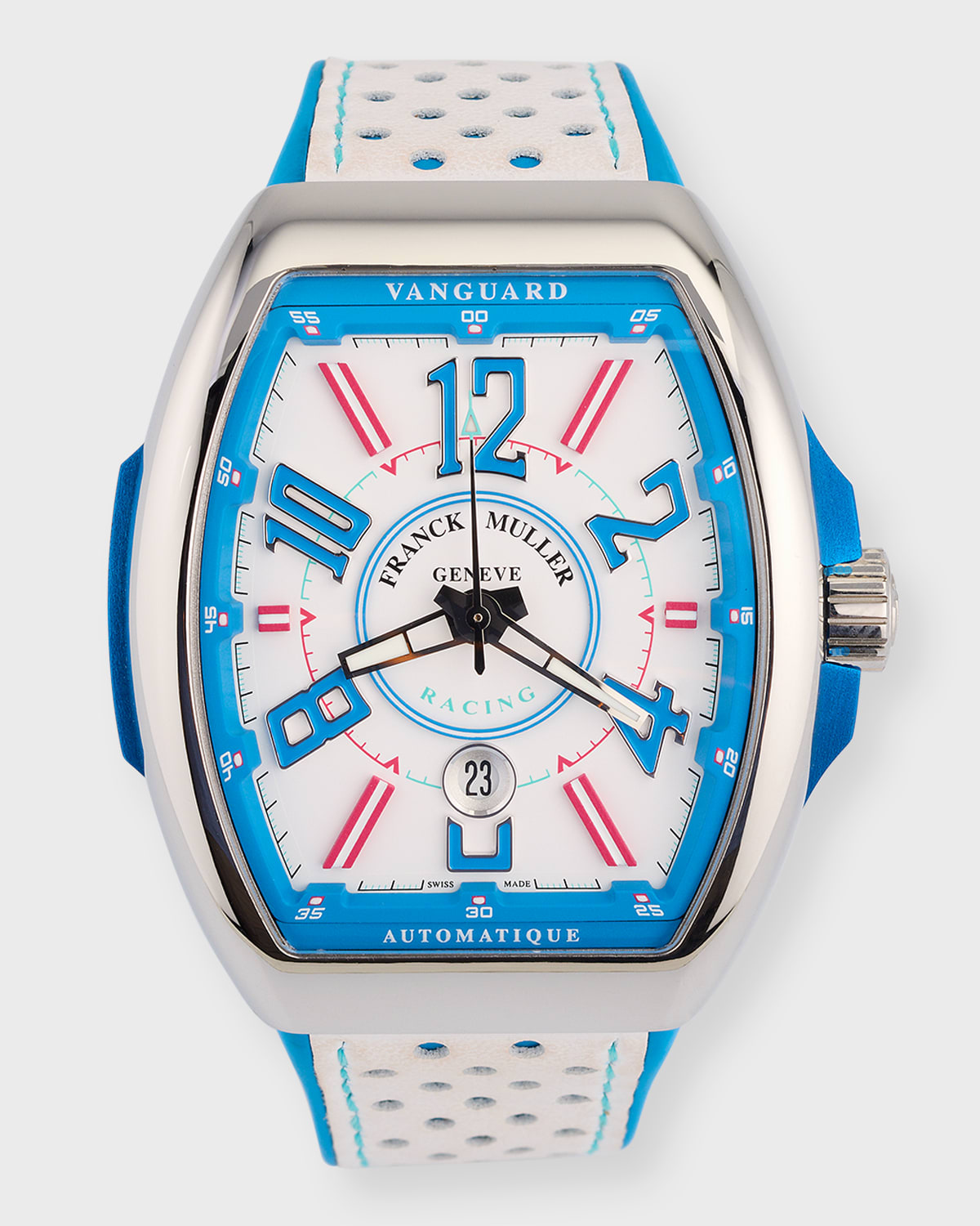 45mm Vanguard Racing Automatic White and Blue Accent Watch