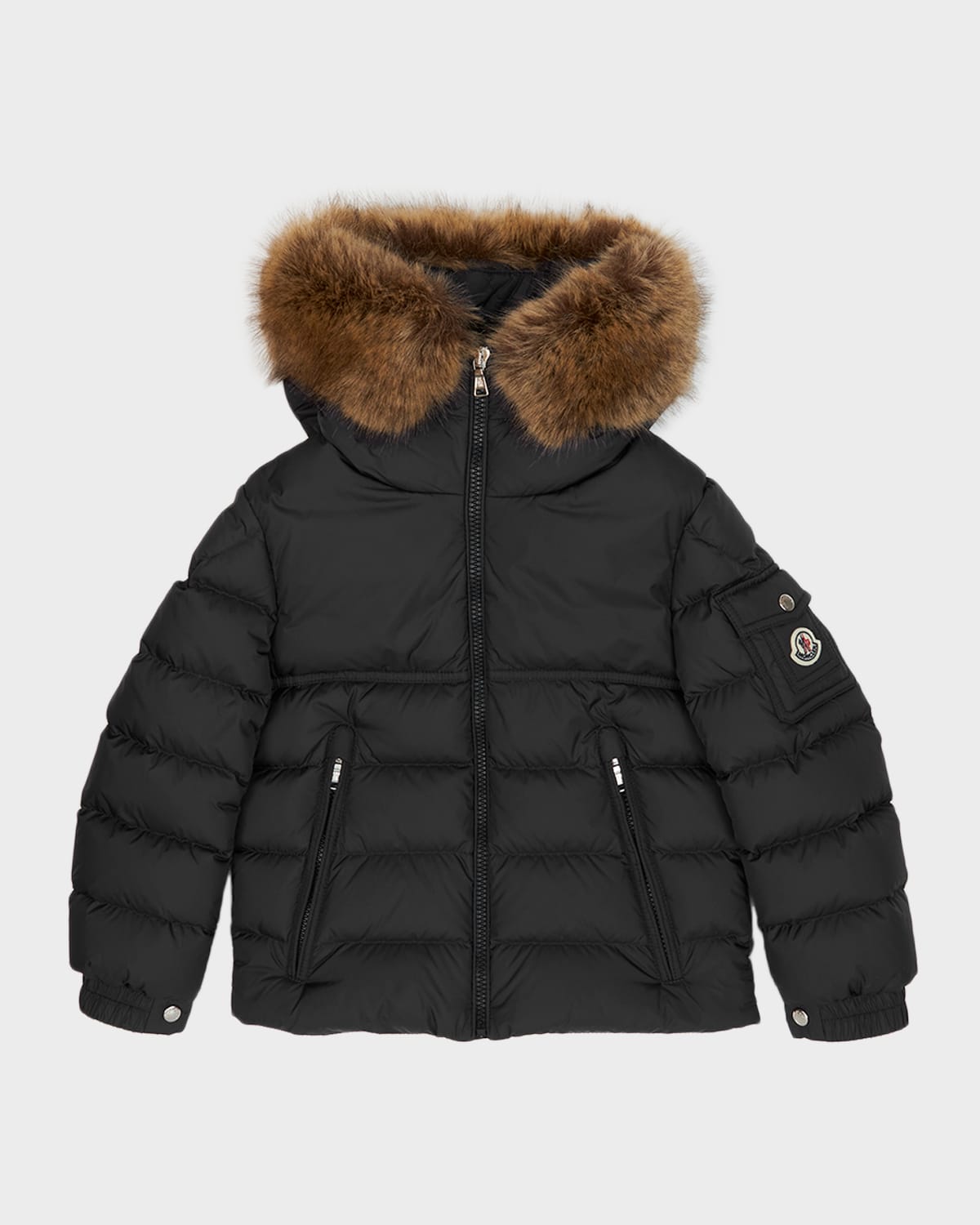 Moncler Kids' Boy's Faux Fur Hooded Puffer Jacket In 59-999 Black