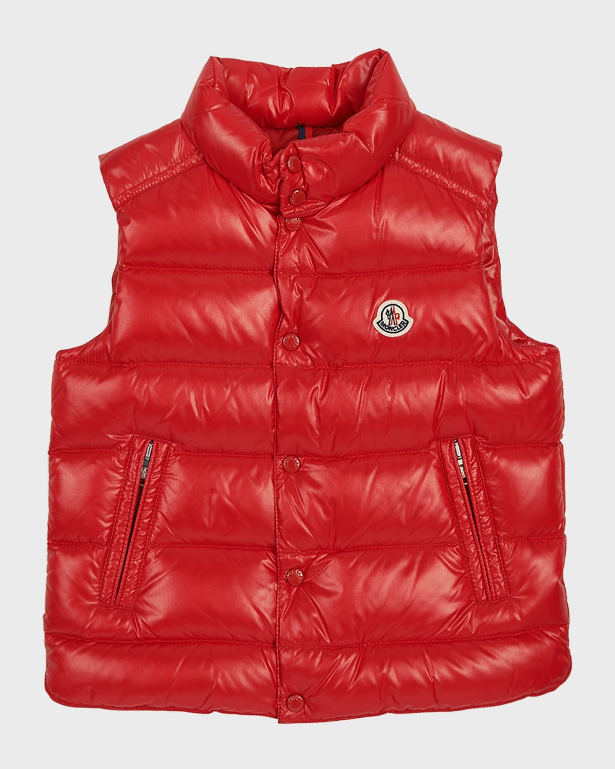 Shop Moncler Kid's Tib Logo Quilted Vest In 3-455 Red