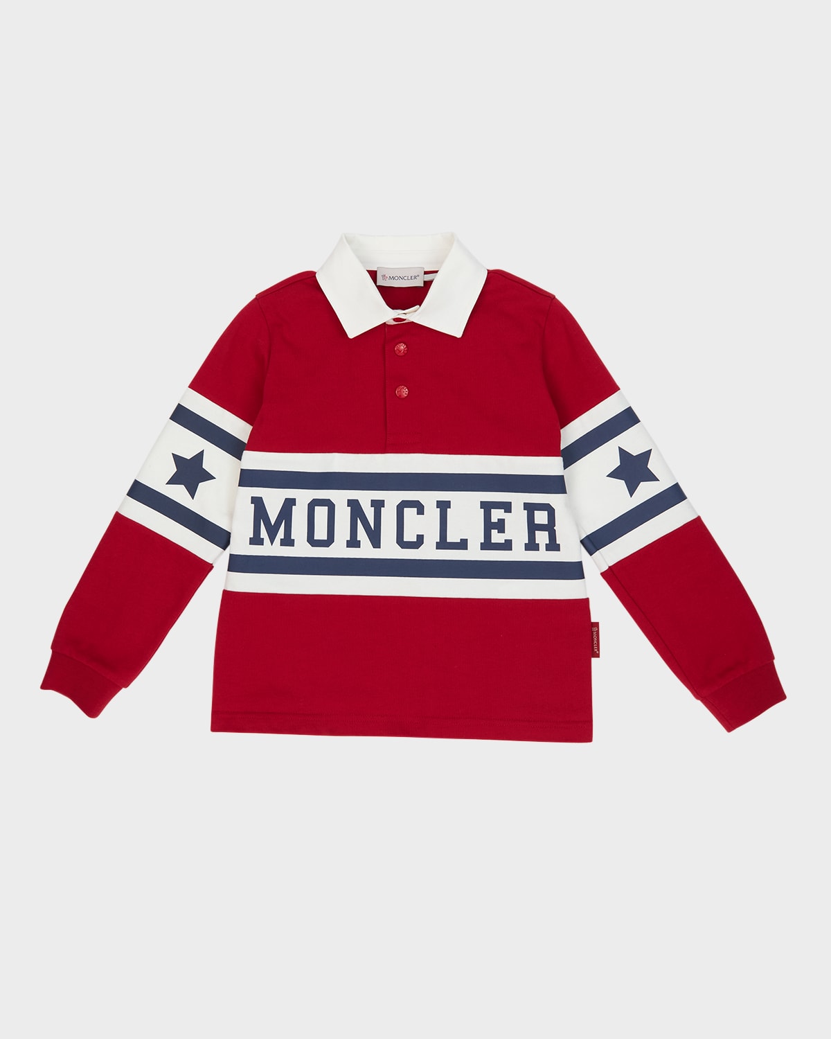 Moncler Kids' Boy's Logo-print Rugby Shirt In 218-455 Red