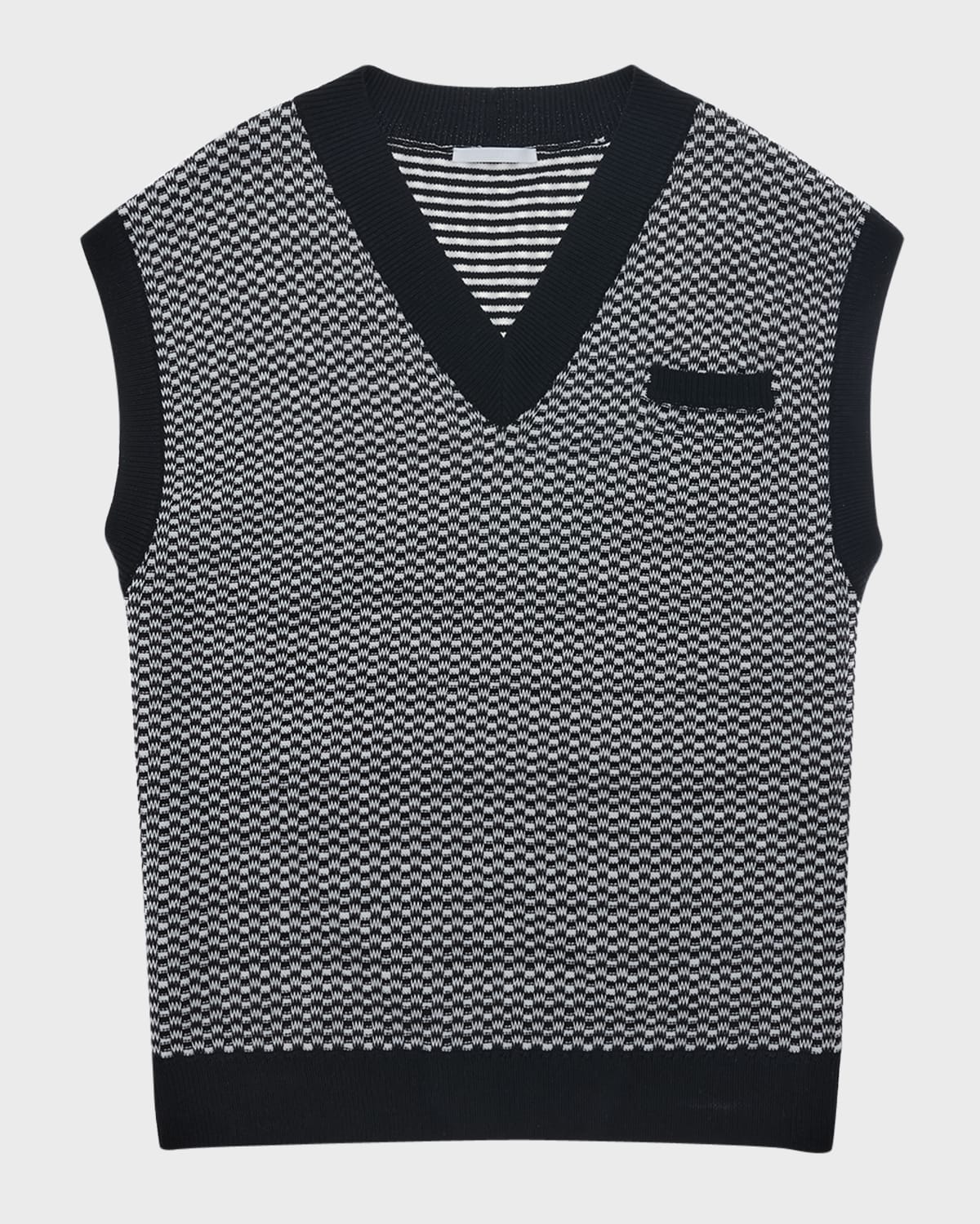 Helmut Lang Roy Cotton Regular Fit V Neck Sweater Vest In Black