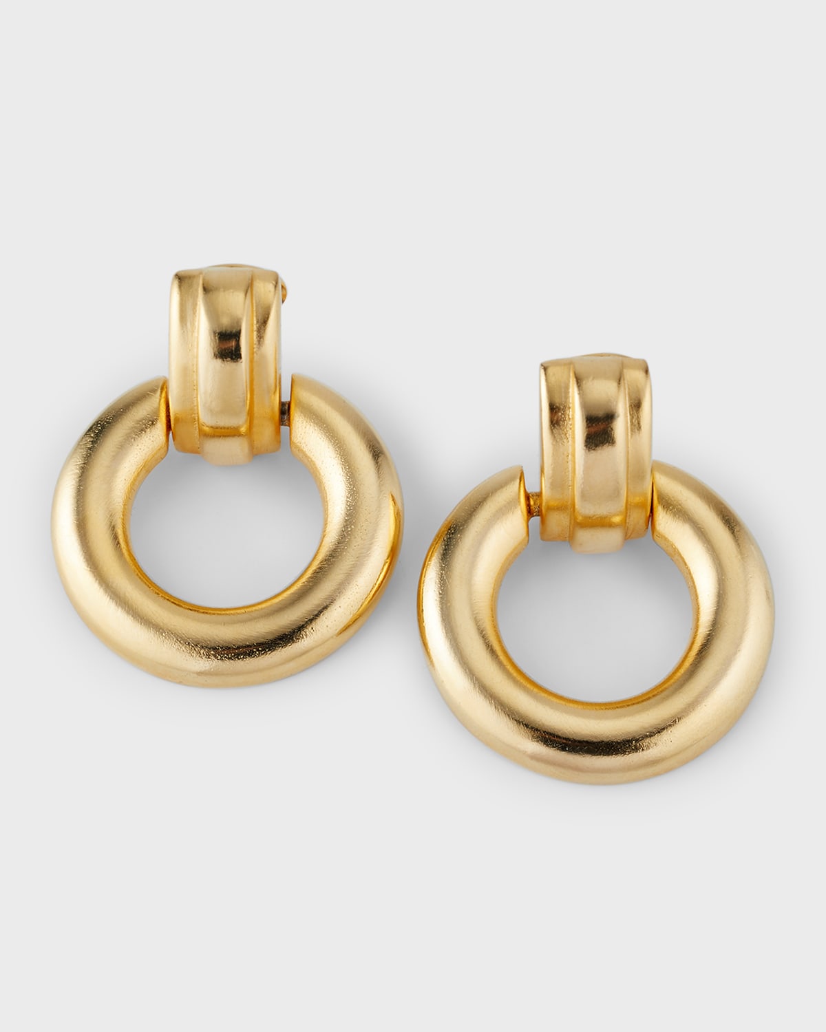 24k Gold Electroplated Drop Hoop Earrings