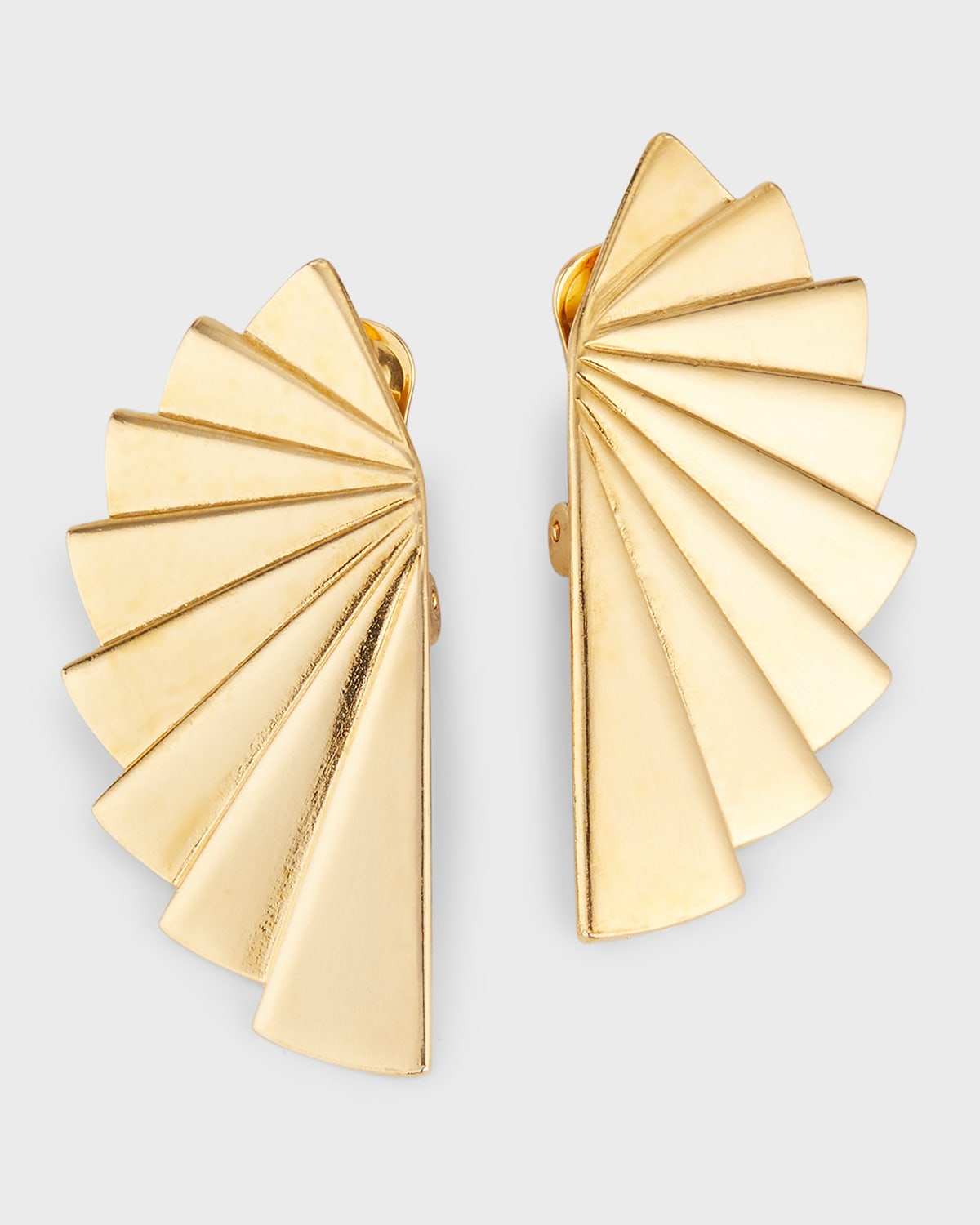 24k Gold Electroplated Fan Clip-On Earrings