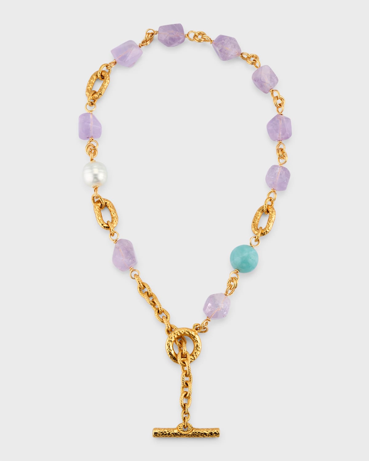 Pearl and Semiprecious Stone Toggle Necklace