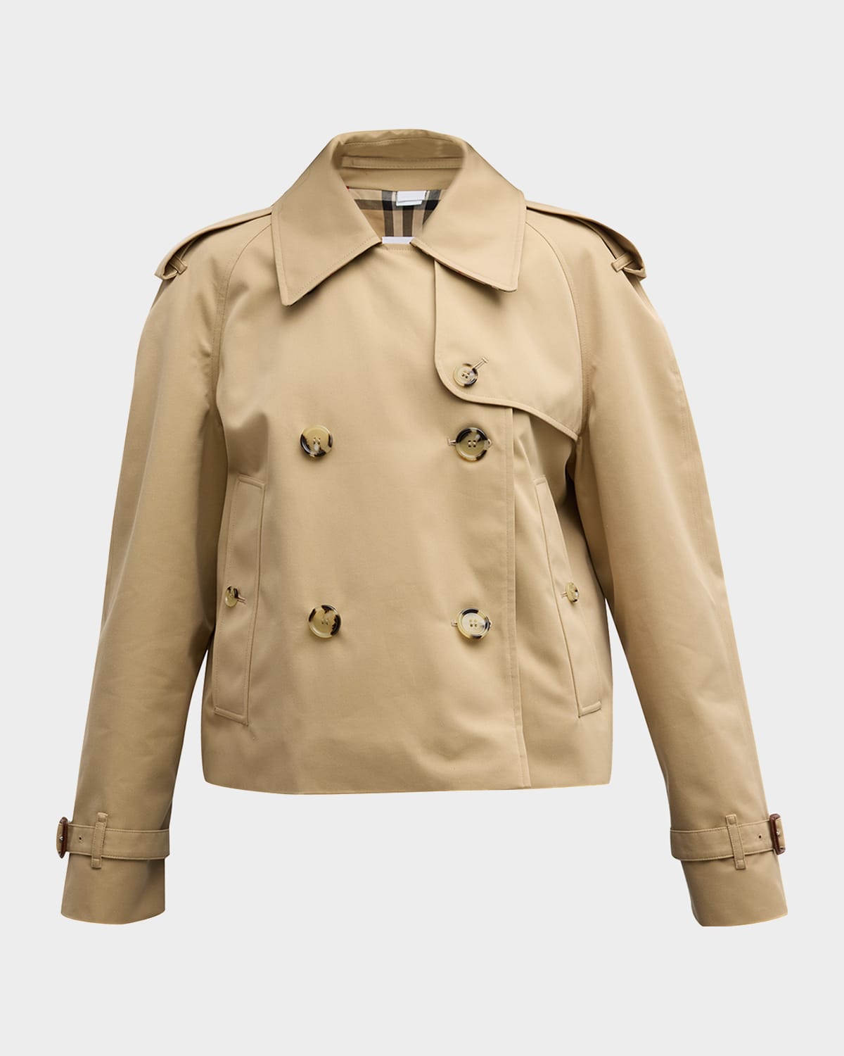 Shop Burberry Haltye Short Trench Coat In Honey