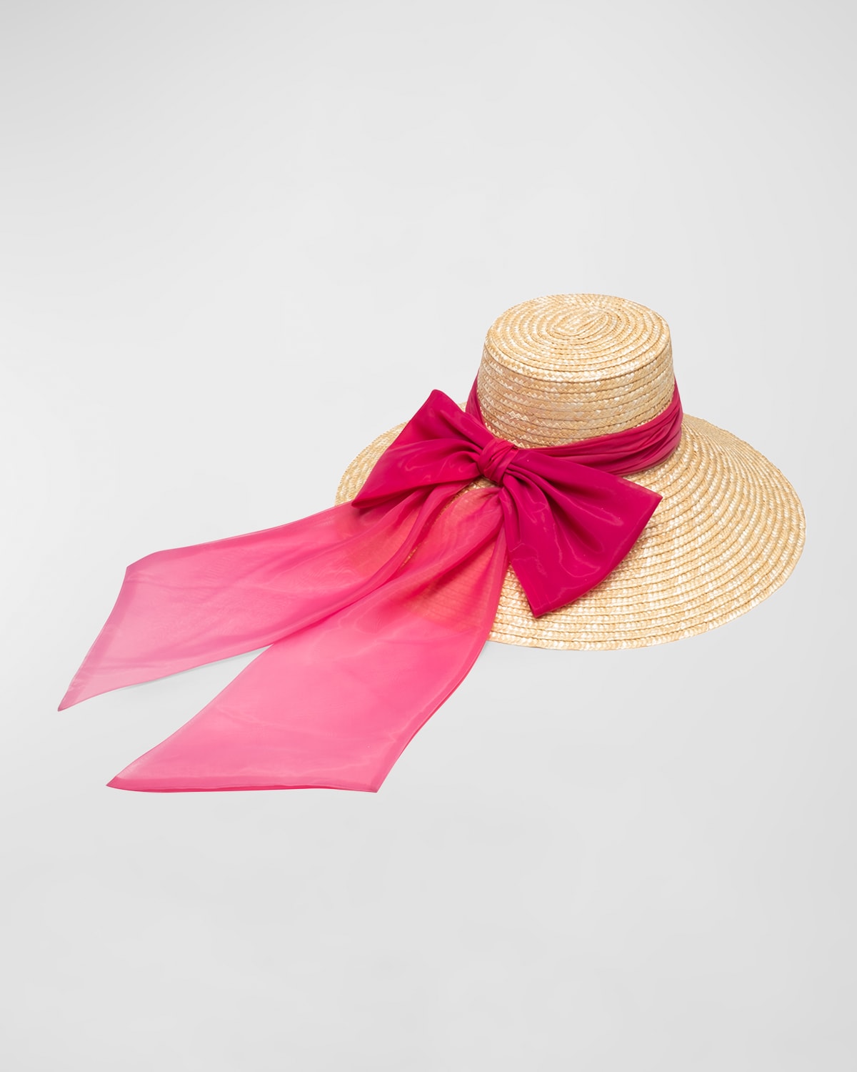 Shop Eugenia Kim Mirabel Straw Wide-brim Hat With Organza Bow In Natural