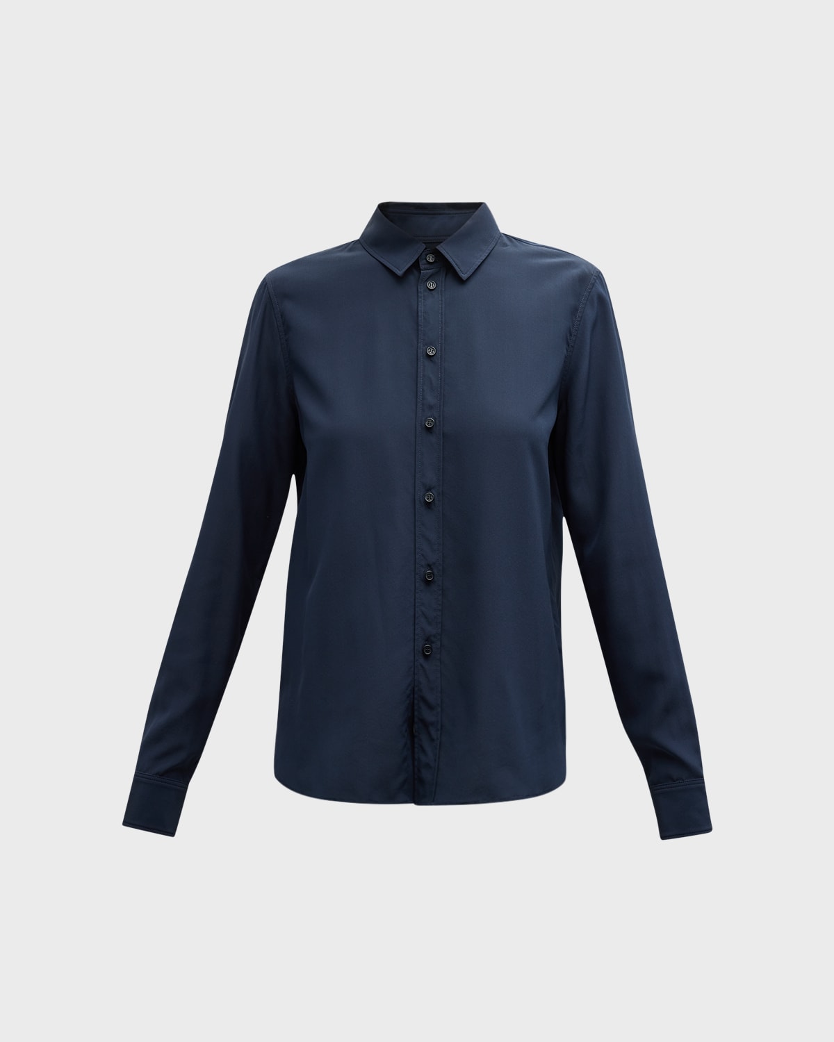 Nili Lotan Gaia Silk Button-front Shirt In Midnight