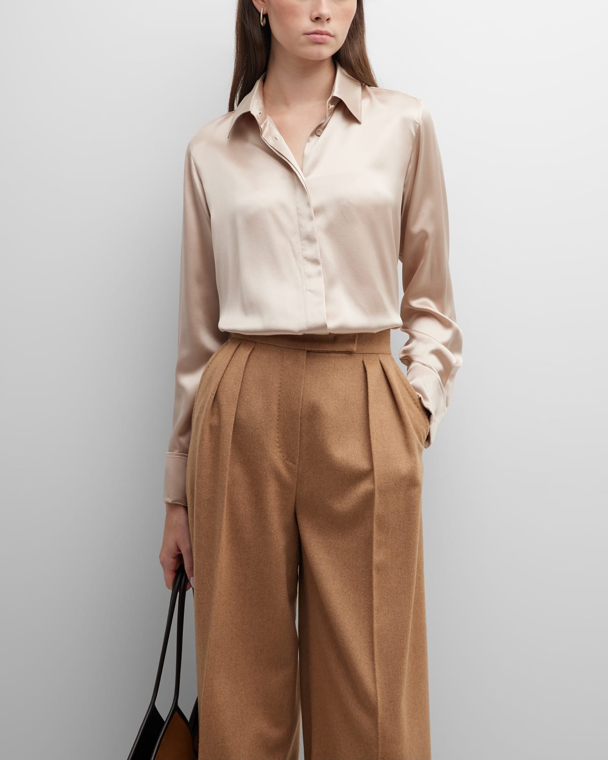 Aiello Button-Front Silk Shirt