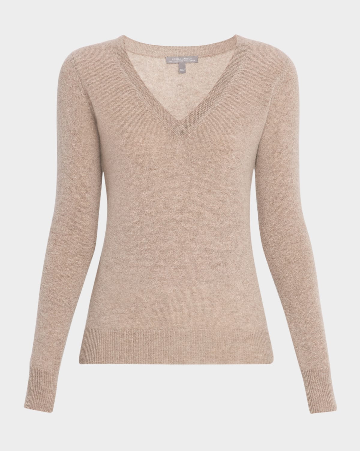 Neiman Marcus Cashmere Classic V-neck Sweater In Multi