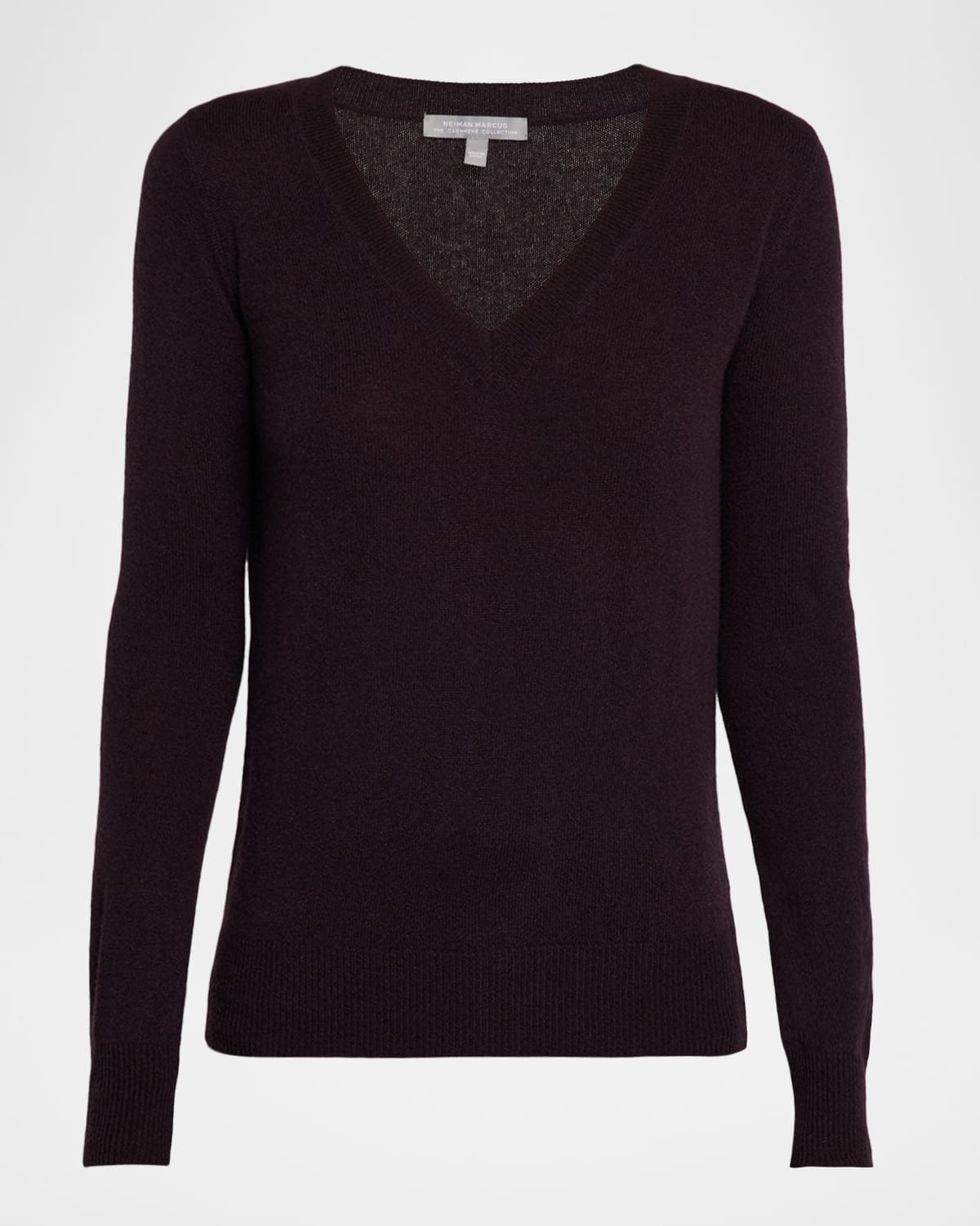 Neiman Marcus Cashmere Classic V-neck Sweater In Purple