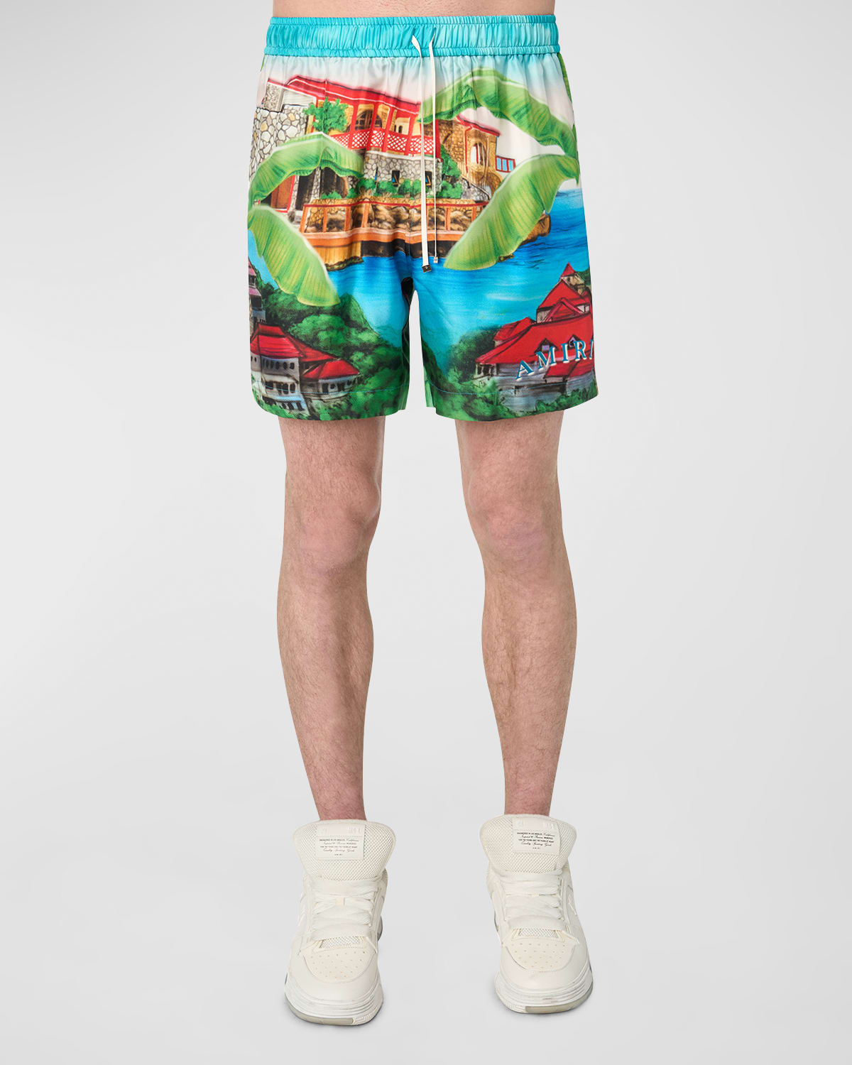 Amiri Eden Graphic-print Silk Shorts In Multi