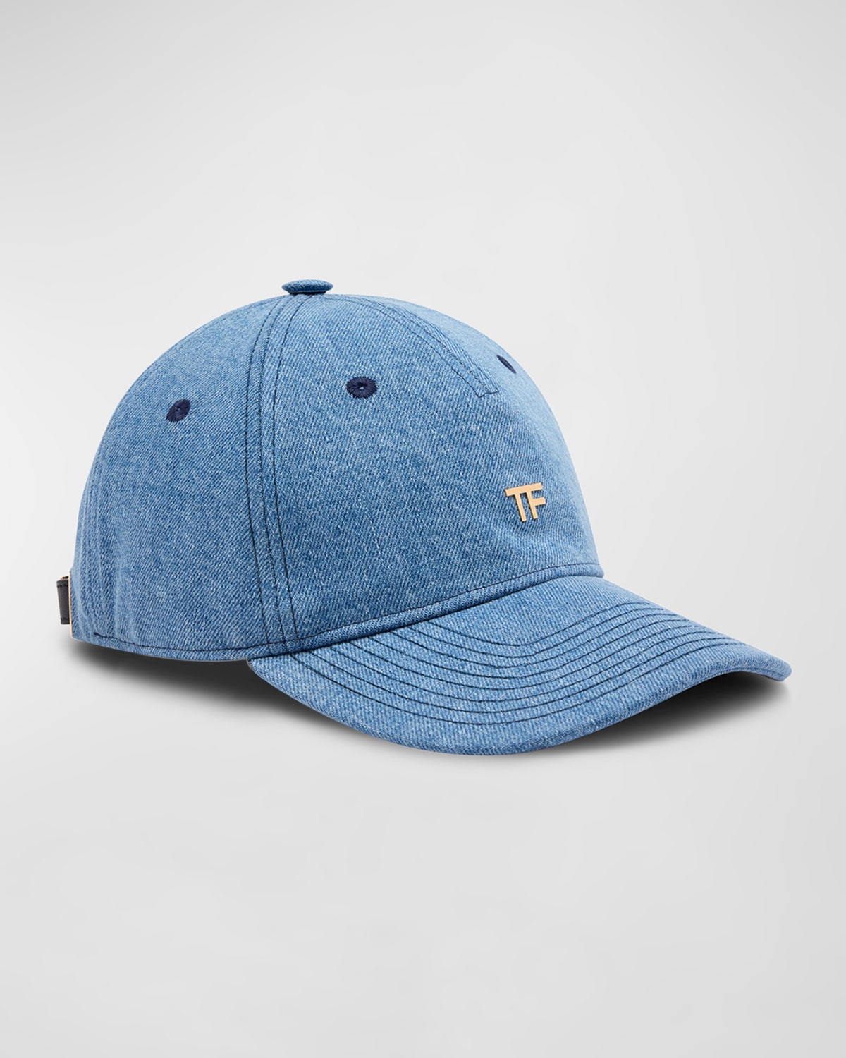 Shop Tom Ford Tf Logo Denim Baseball Cap In Washed Blue Black