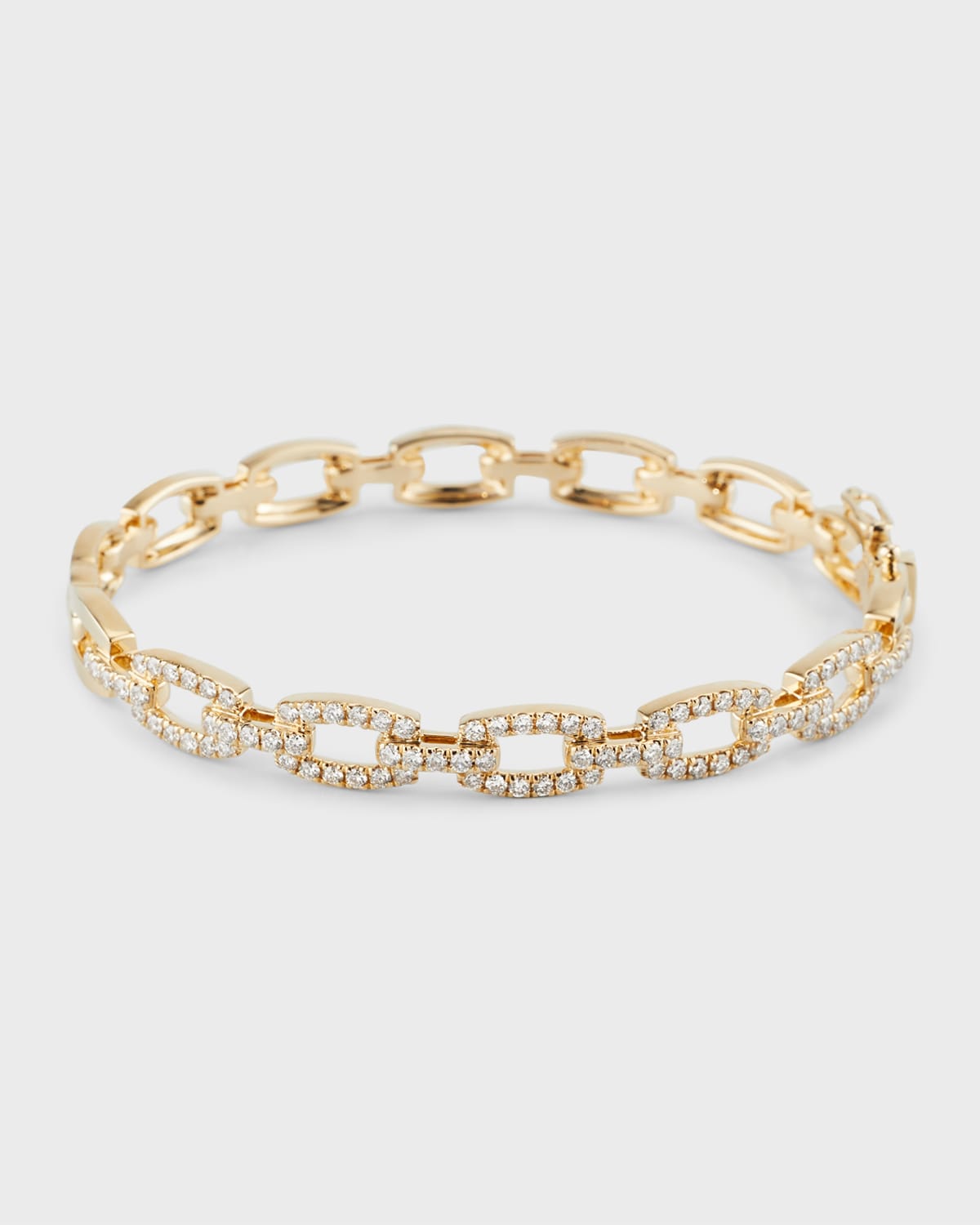14K Yellow Gold Diamond Link Bangle Bracelet, 16cm