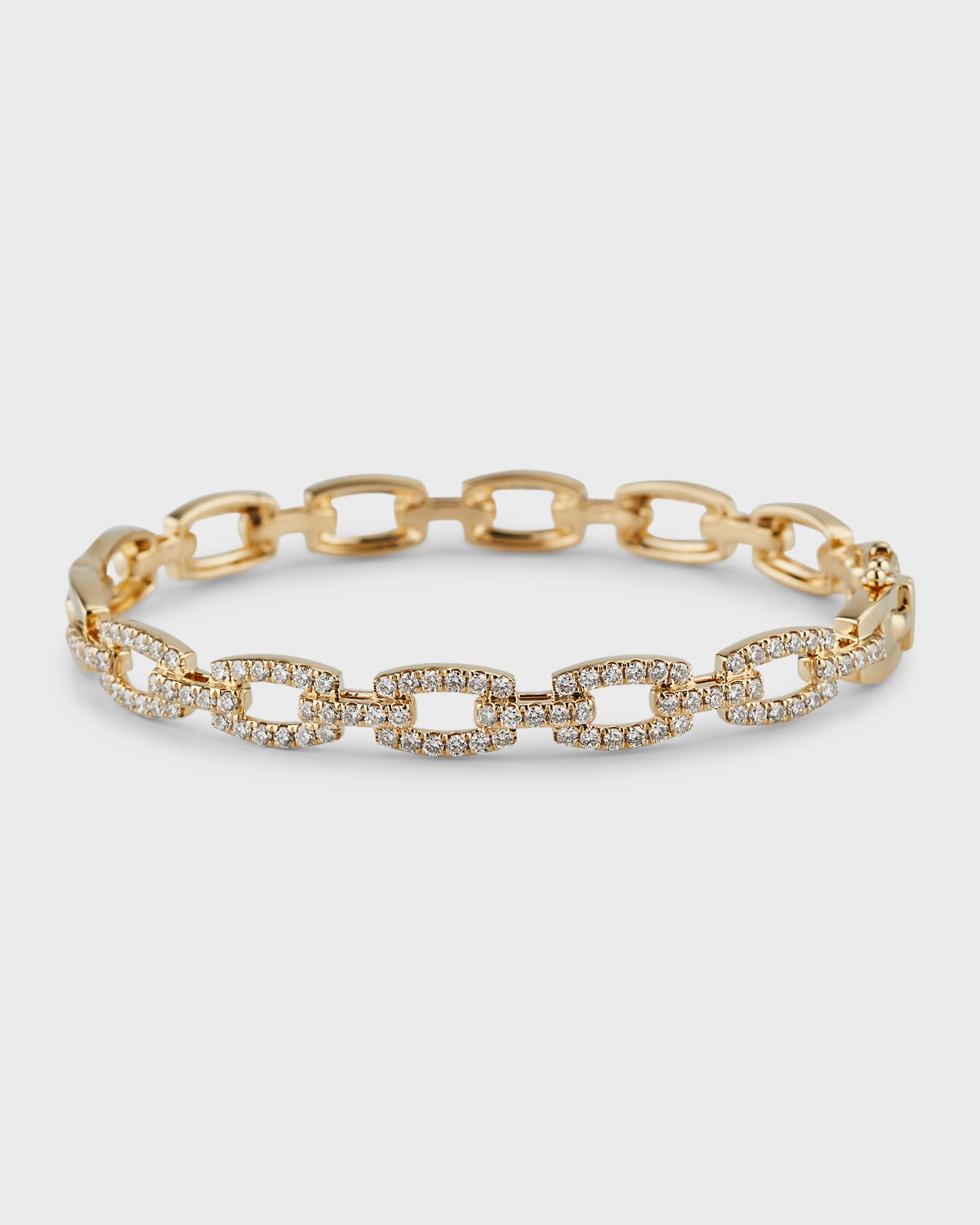14K Yellow Gold Diamond Link Bangle Bracelet, 15cm