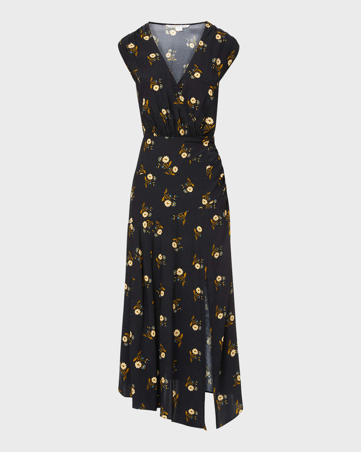 Veronica Beard Wixson Floral Sleeveless A-line Midi Dress In Black Multi