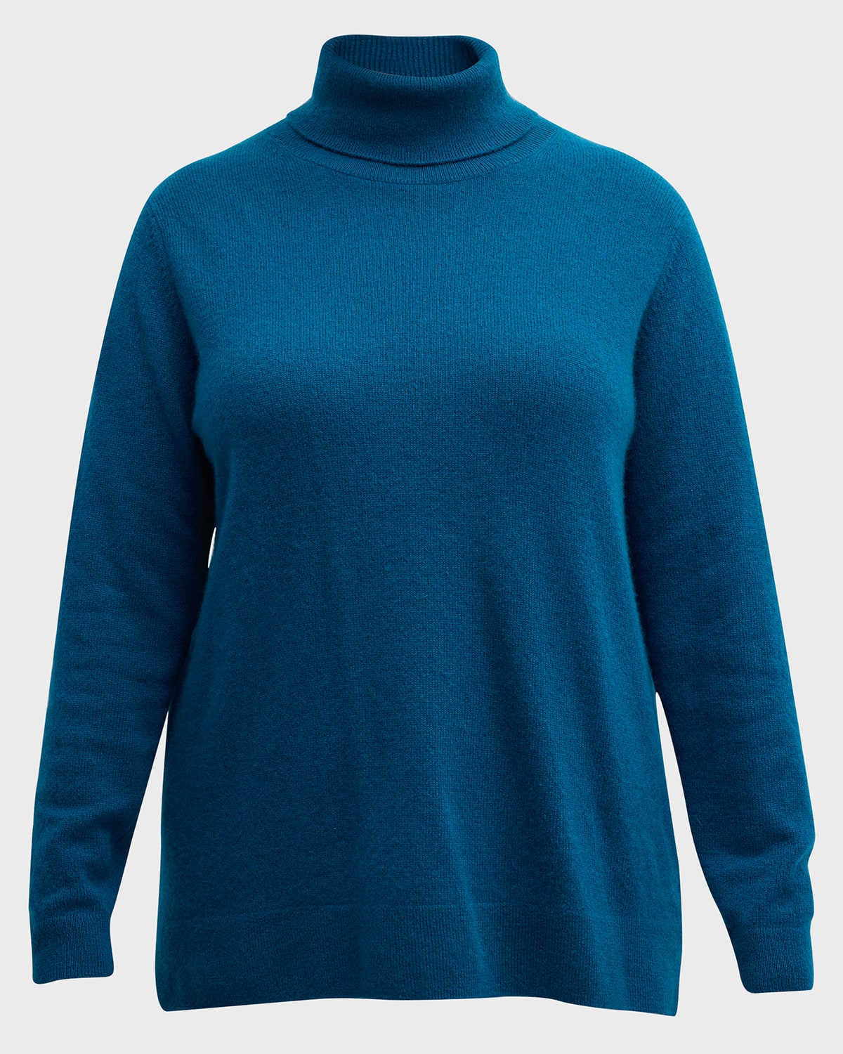 Neiman Marcus Plus Size Cashmere Turtleneck In Peacock