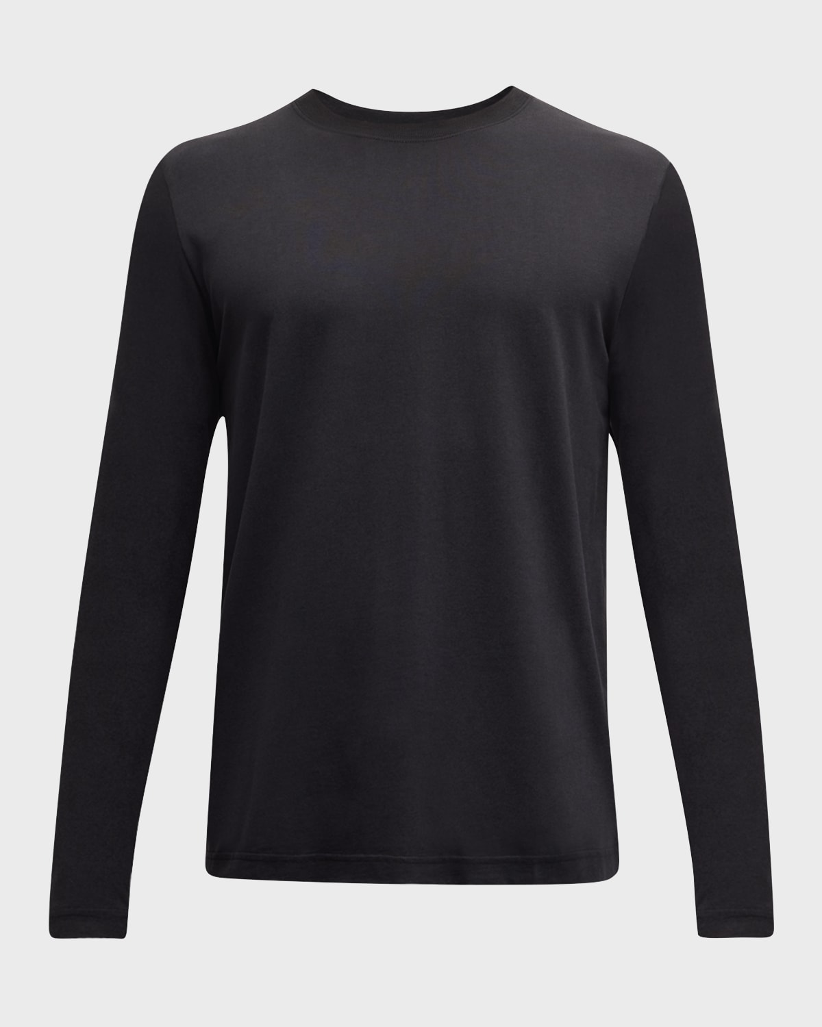 Cdlp Mens Black Long-sleeved Crewneck Relaxed-fit Woven T-shirt