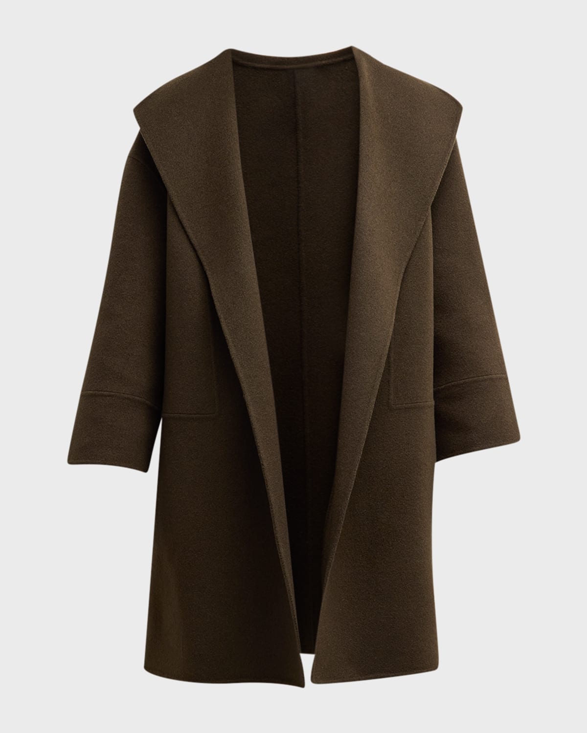 Neiman Marcus Double-face Cashmere Short Coat In Loden
