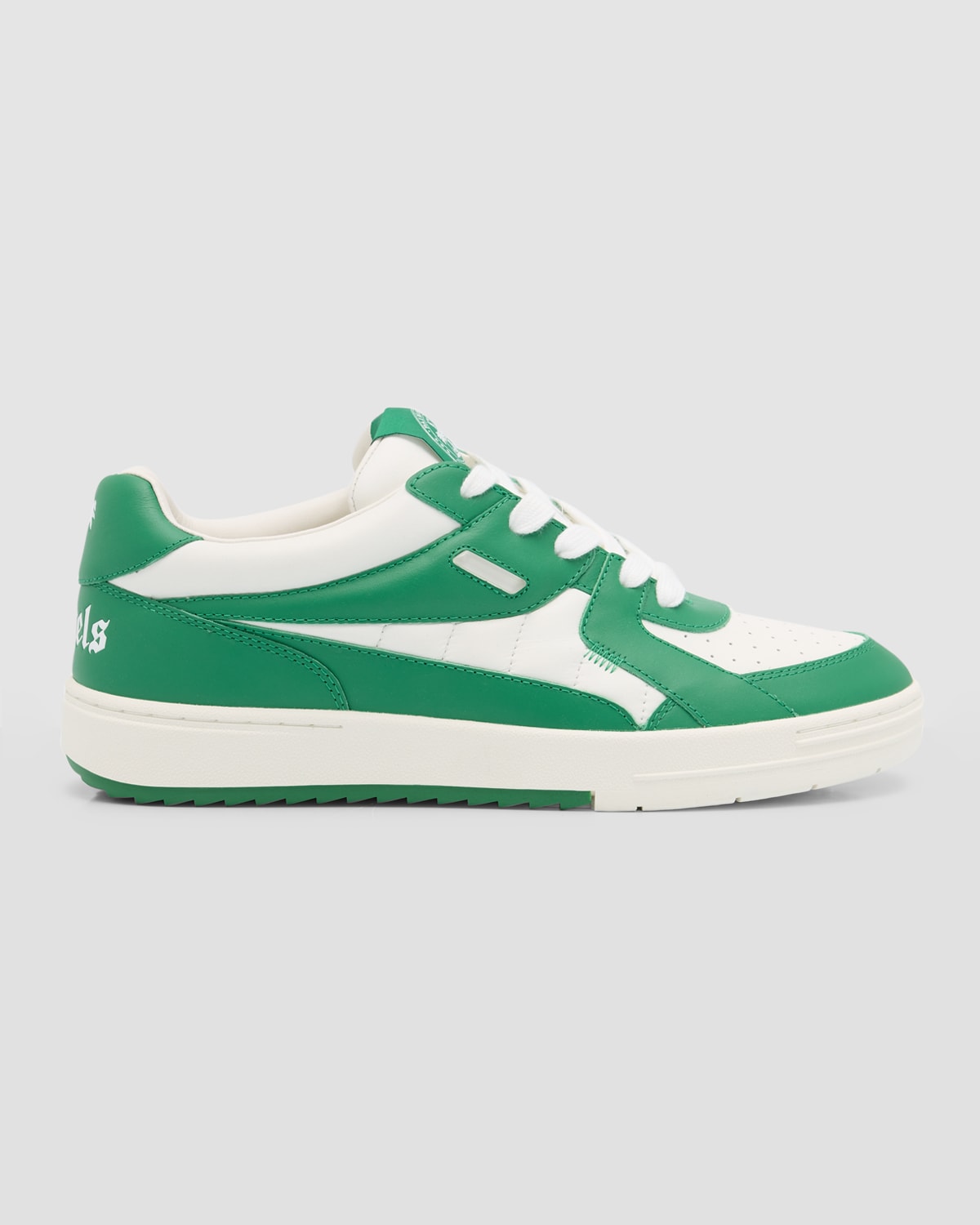 Shop Palm Angels Men's Palm University Leather Low-top Sneakers In White Gree