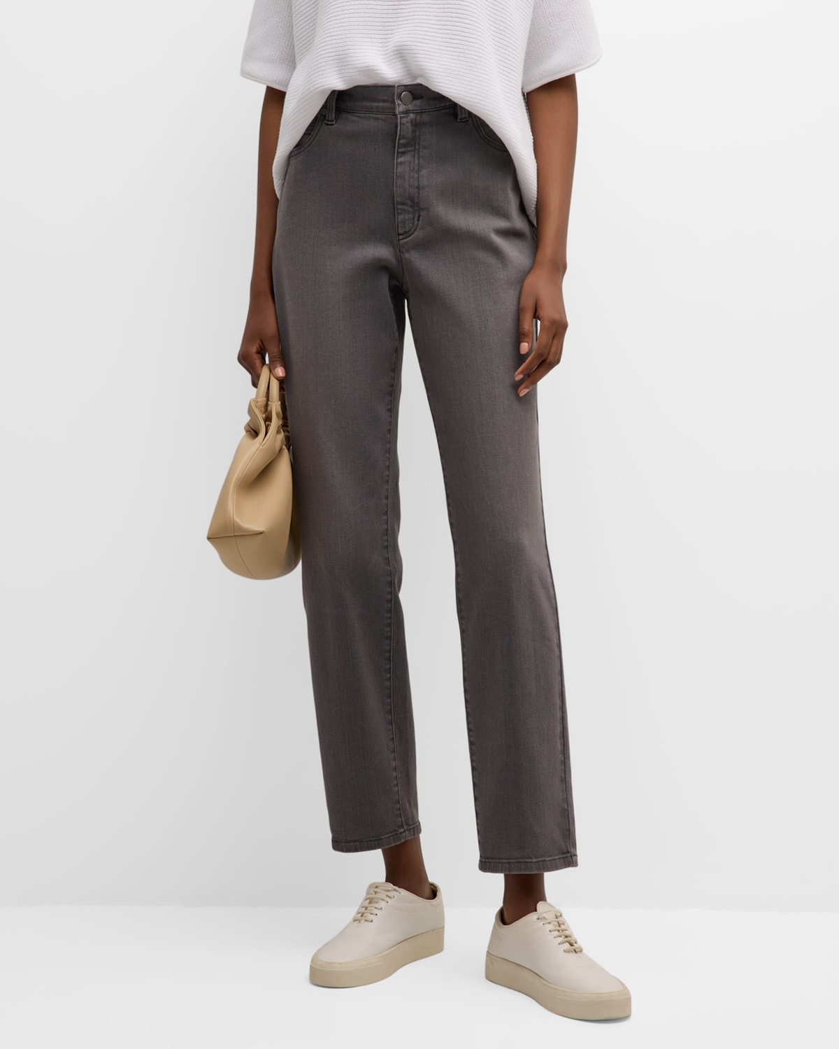 EILEEN FISHER MISSY ORGANIC COTTON STRETCHED DENIM JEANS
