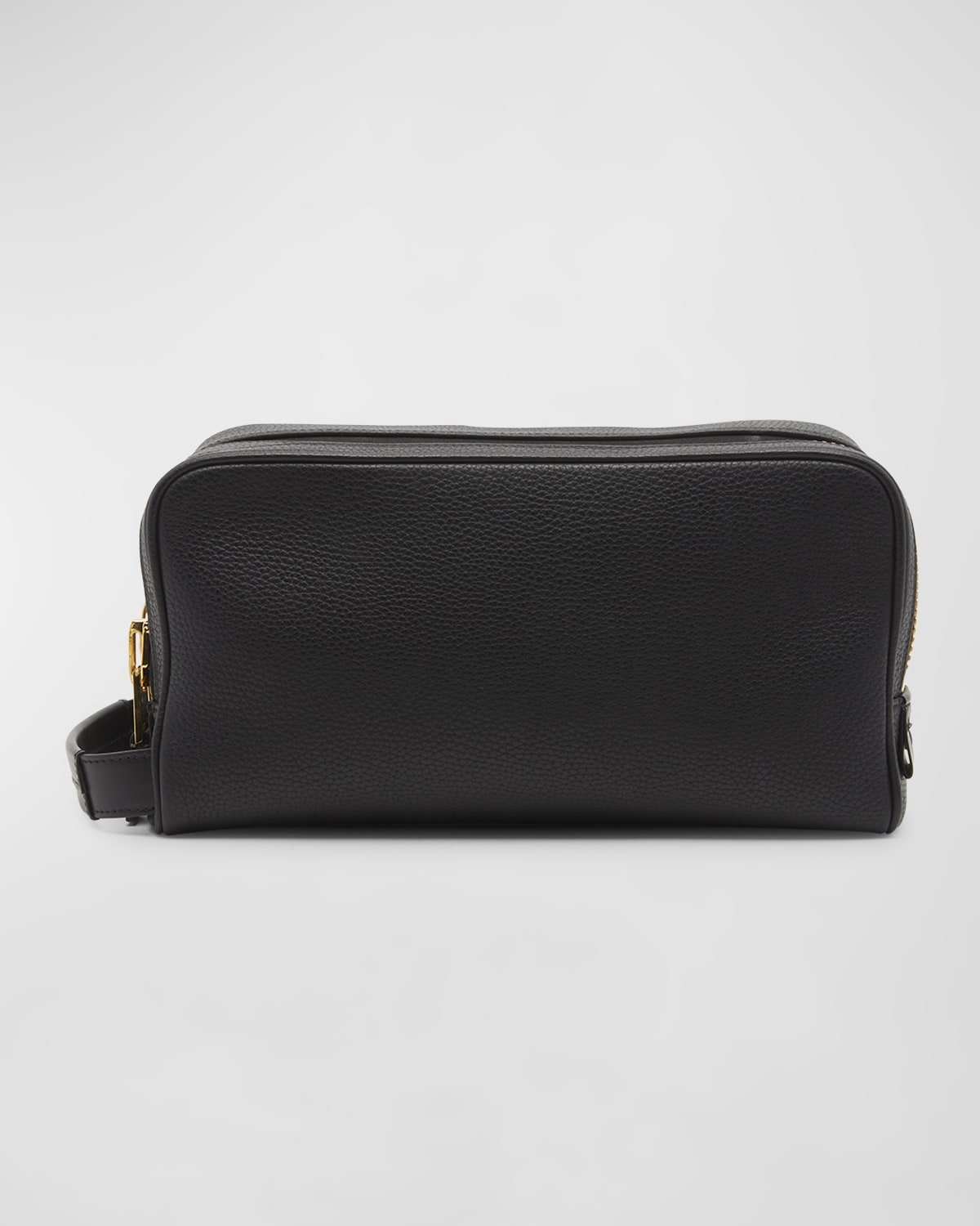 Shop Tom Ford Men's Soft Leather Double-zip Toiletry Bag In Black