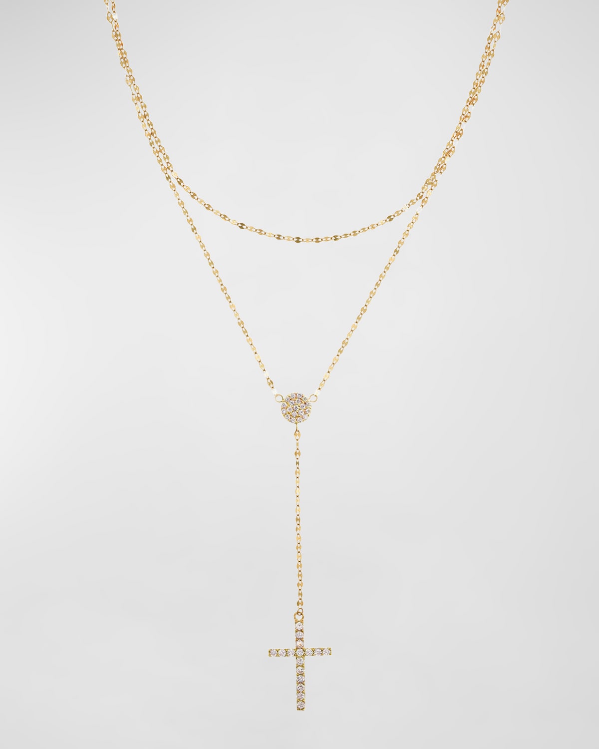 Lana Layered Diamond Cross Pendant Y-necklace In Yellow Gold