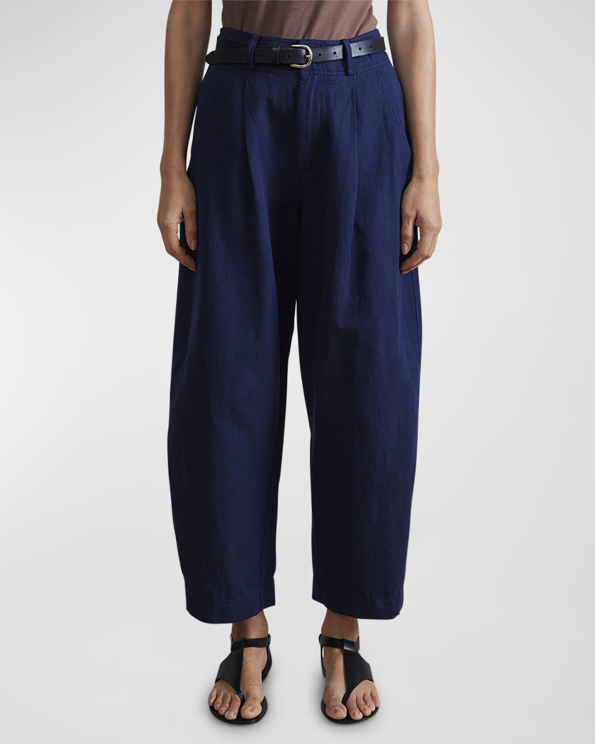 Apiece Apart Bari Cropped Wide-leg Pants In Blue