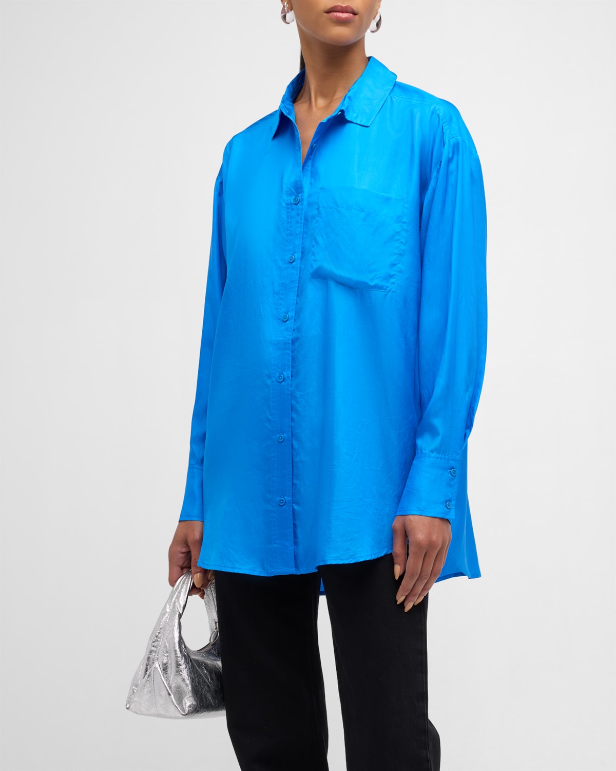 Apiece Apart Oversized Button-front Shirt In Ceru Blue
