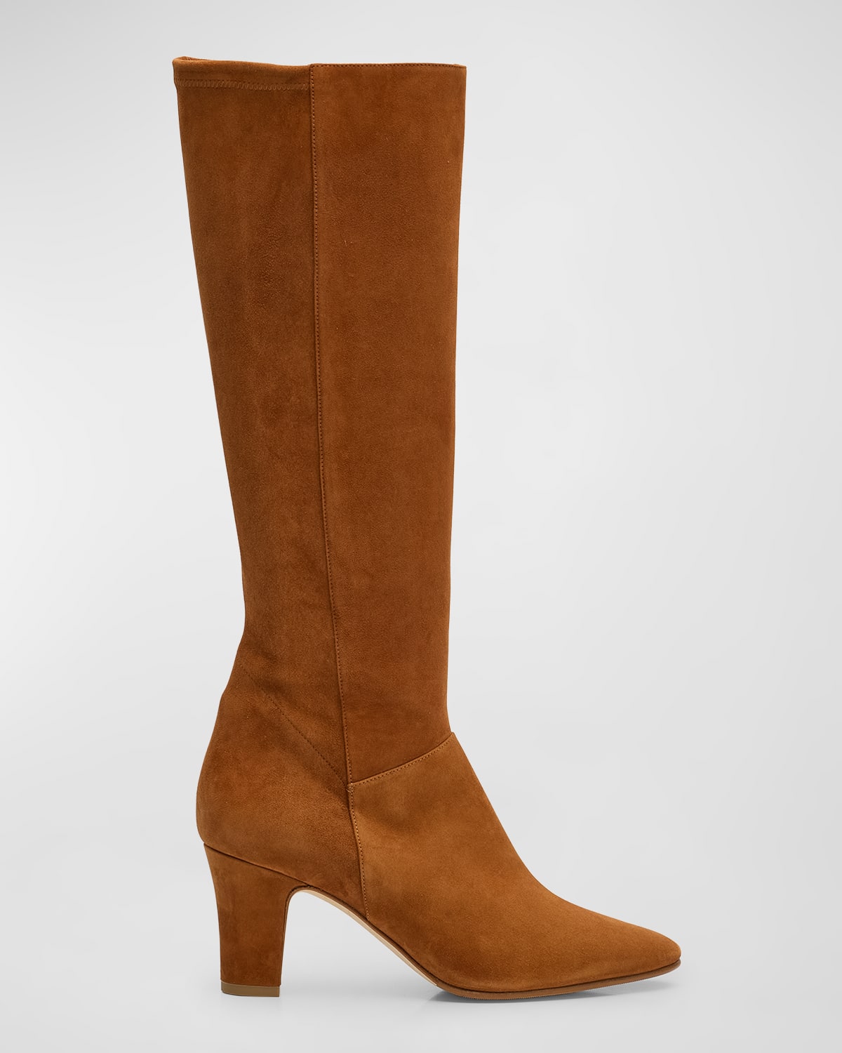 Manolo Blahnik Pitana Suede Block-heel Knee Boots In Brown