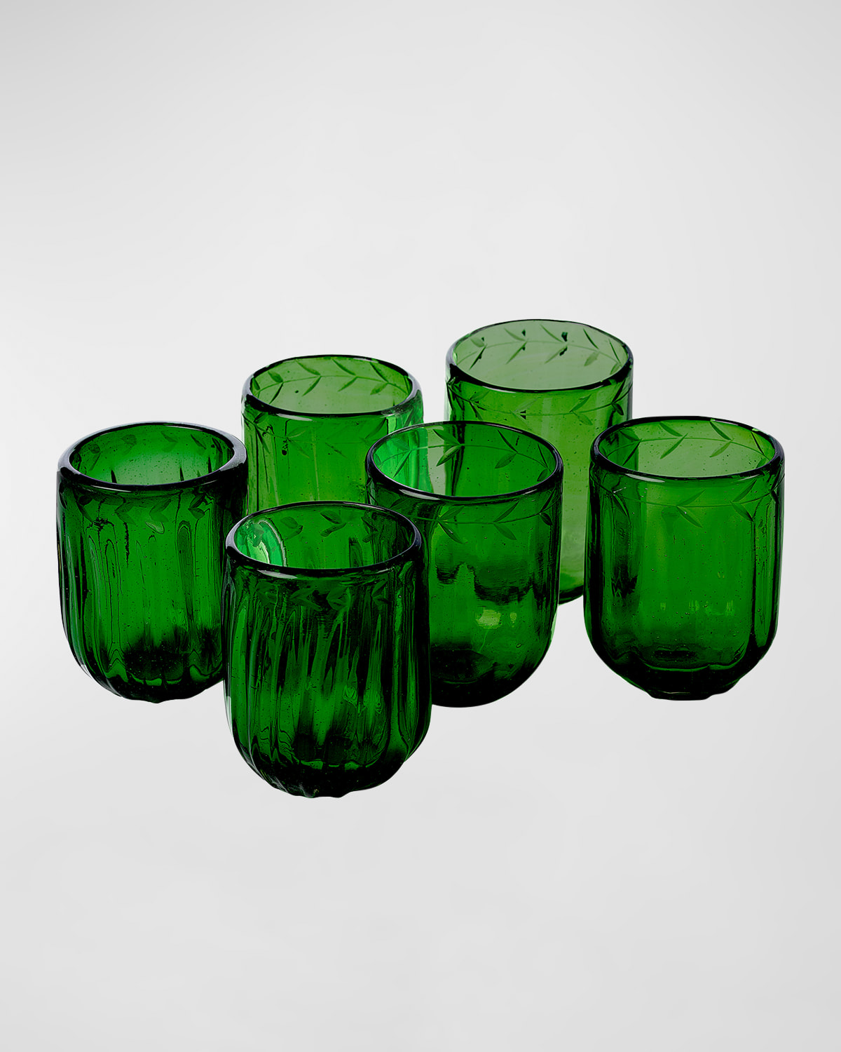 Jan Barboglio Small Ribbed Votives, Set Of 6 In Green