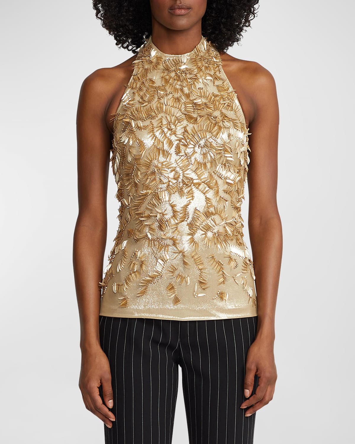 Annike Embellished Sleeveless Blouse In Champagne