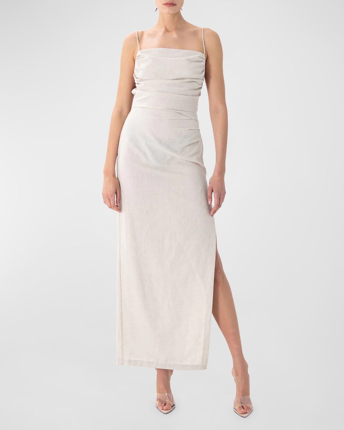 Clark Sleeveless Linen Cotton Long Slit Dress