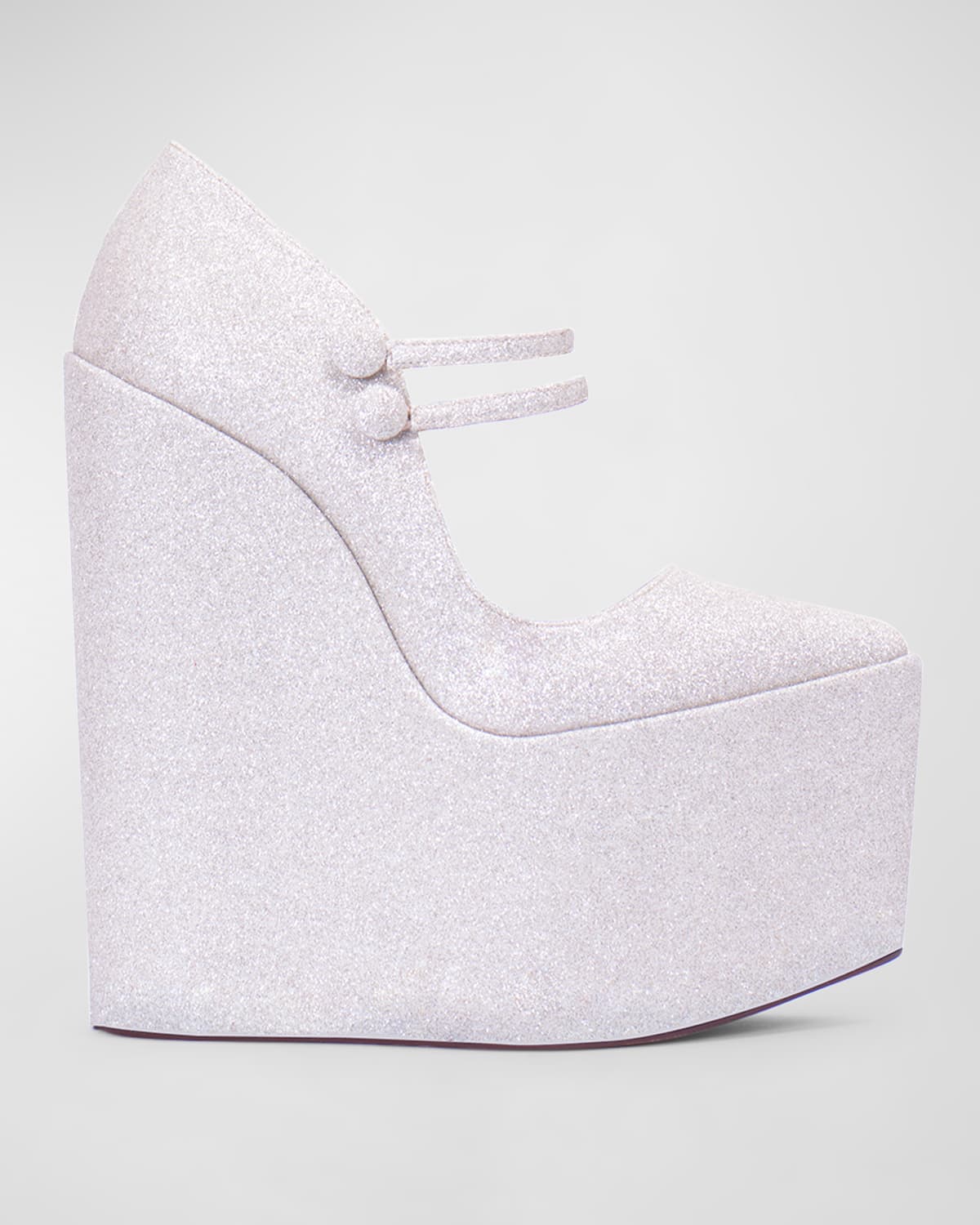 Jeu Glitter Mary Jane Platform Wedge Pumps