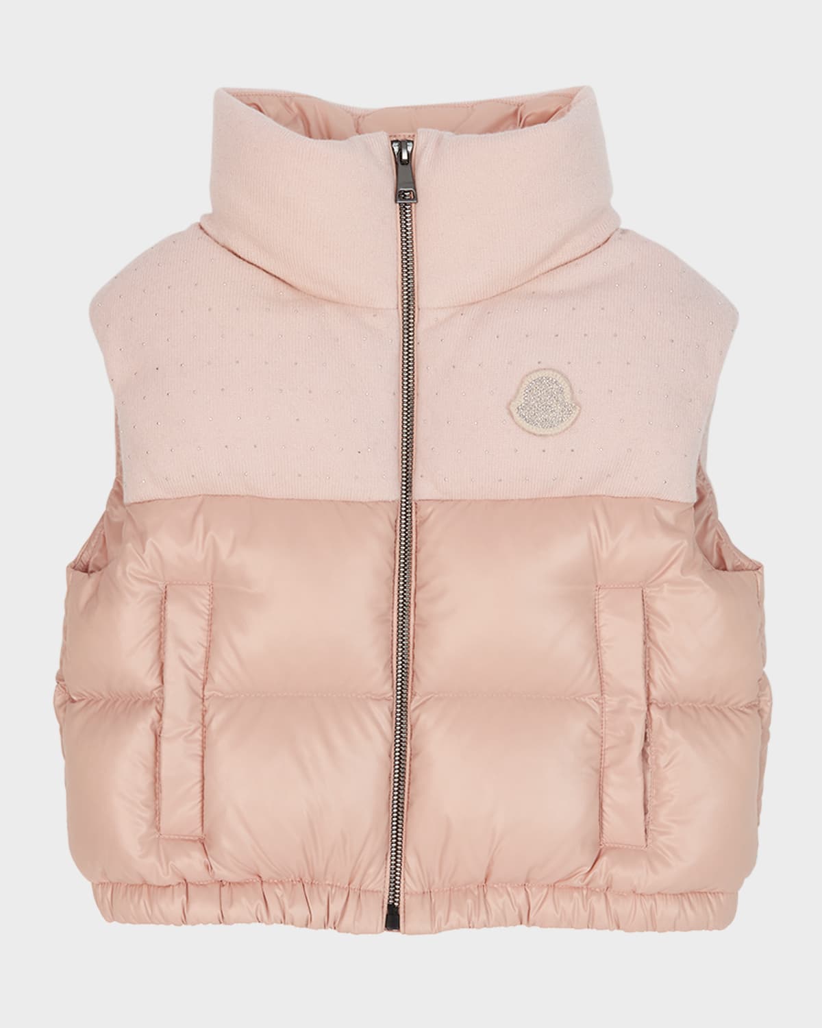 Shop Moncler Girl's Suzan Combo Sparkle Vest In 52-512 Pink