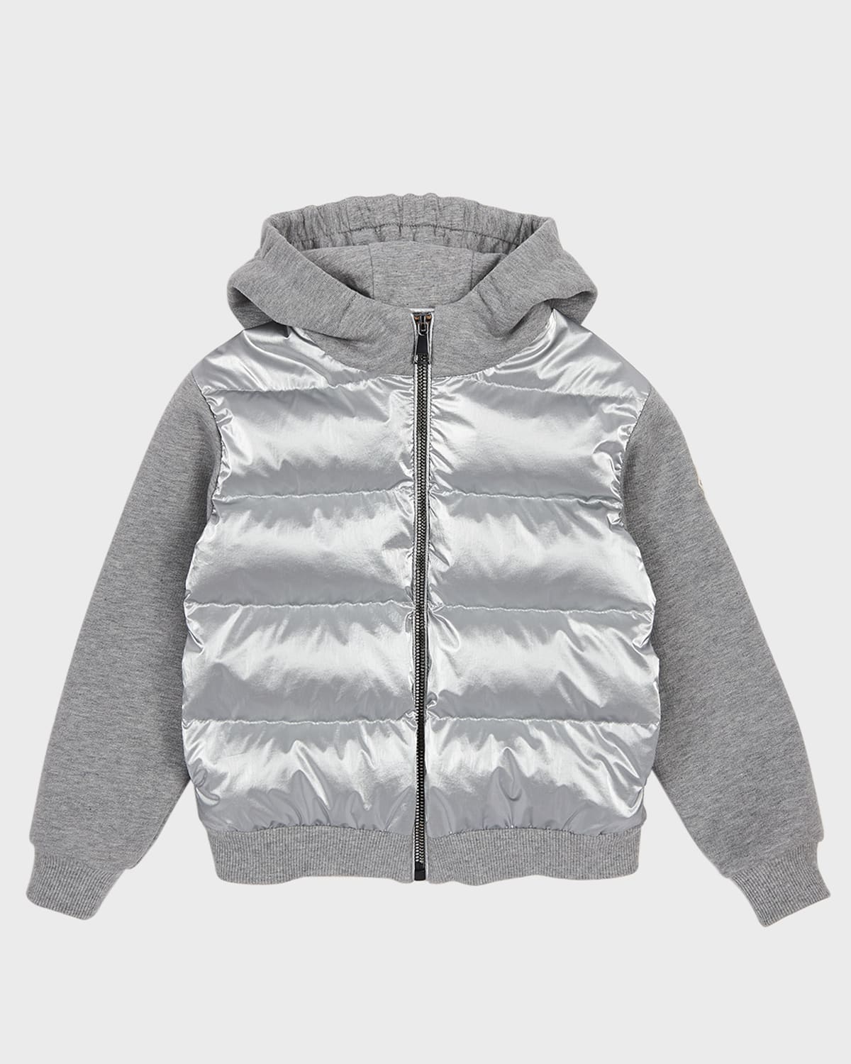 Moncler Kids' Girl's Metallic Hoodie Vest Combo In 222-980 Silver