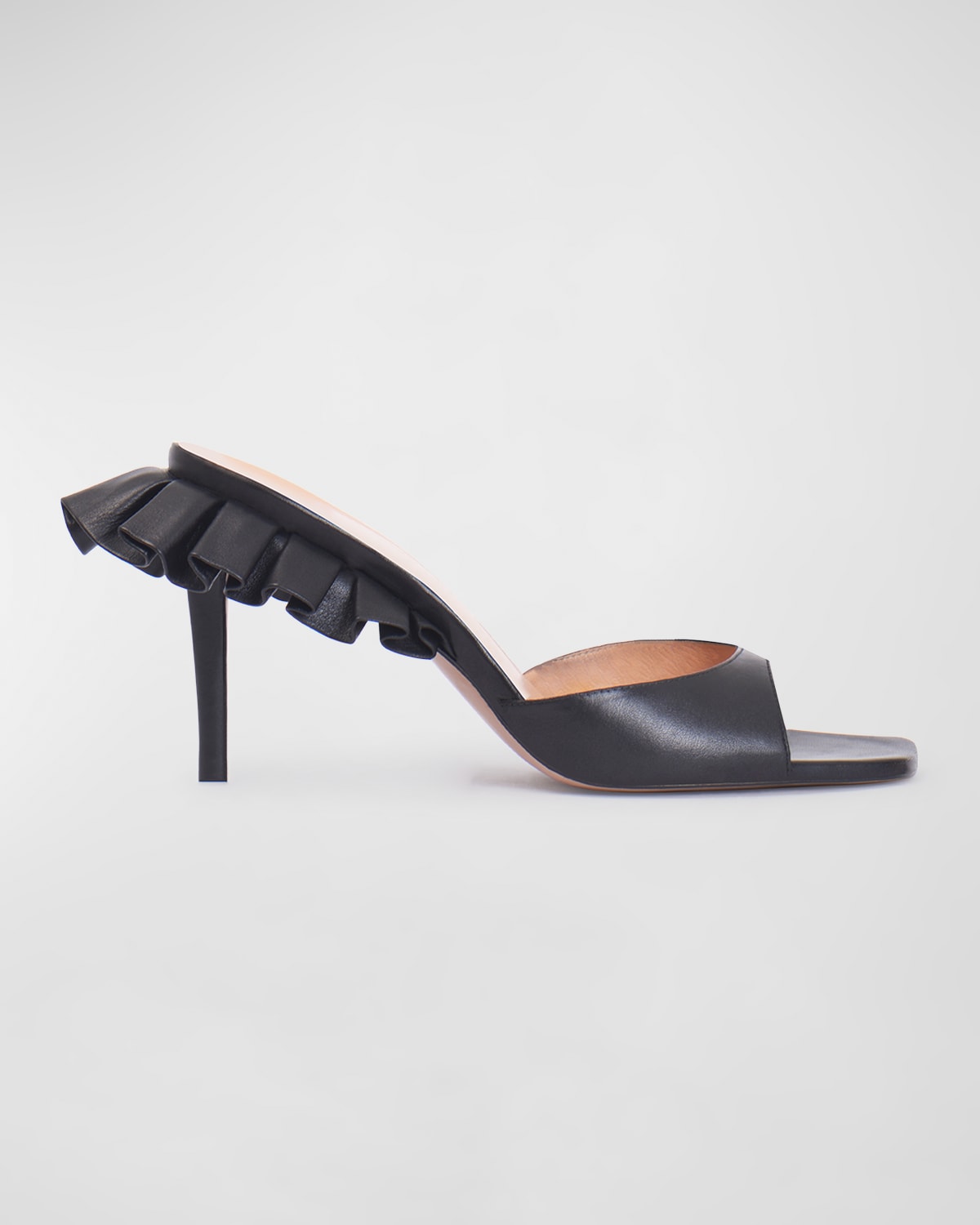 Andrea Wazen Rouches Napa Stiletto Mule Sandals In Black