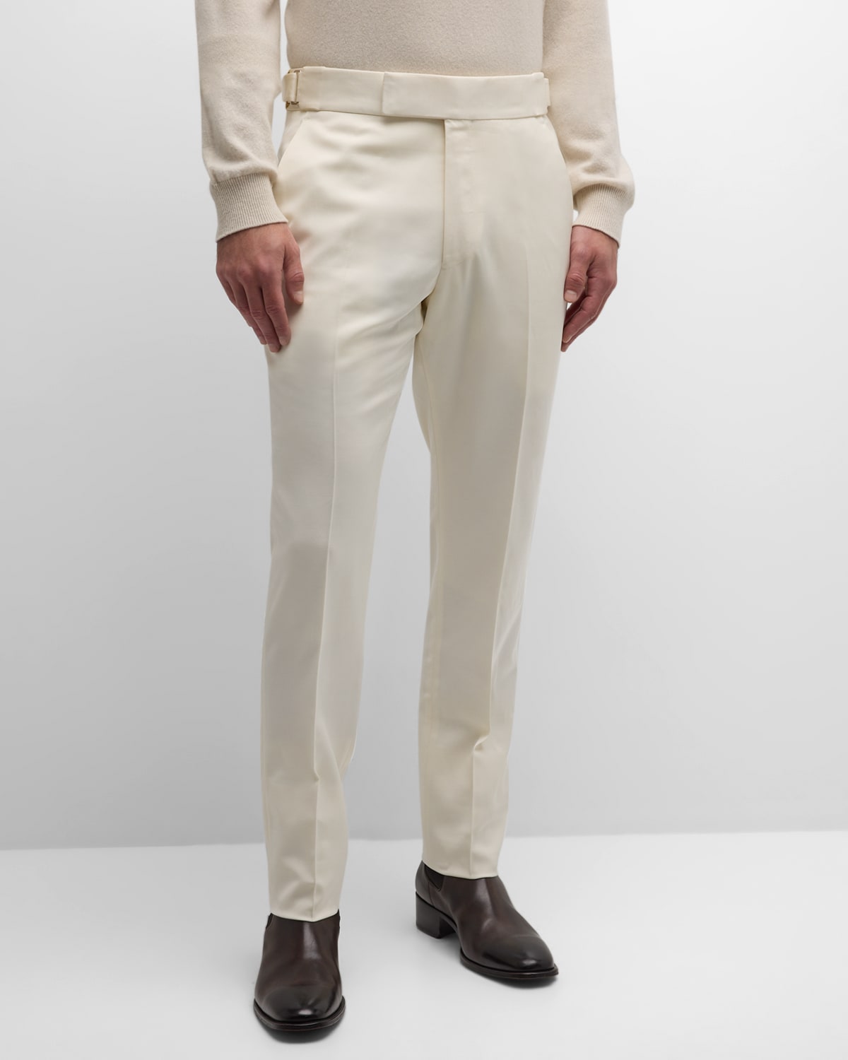 Tom Ford Whipcord Atticus Tailored Trousers In Off White