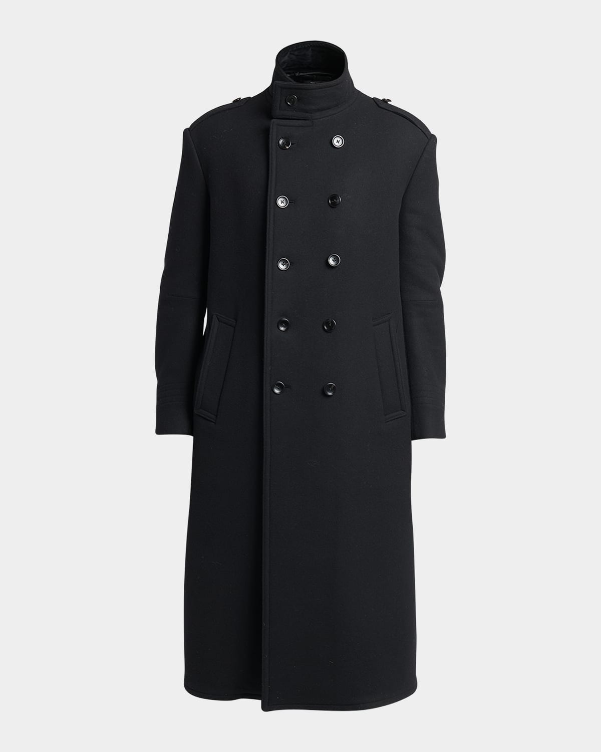 Tom Ford Wool Blend Melton Coat In Black