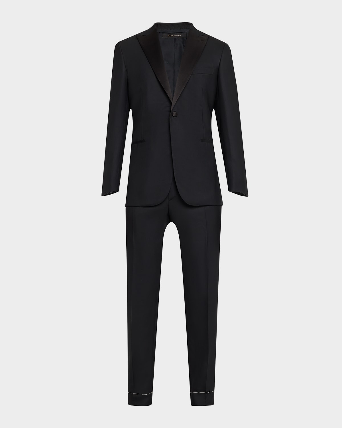 Shop Ralph Lauren Purple Label Men's Tailored Wool Barathea Tuxedo In Black