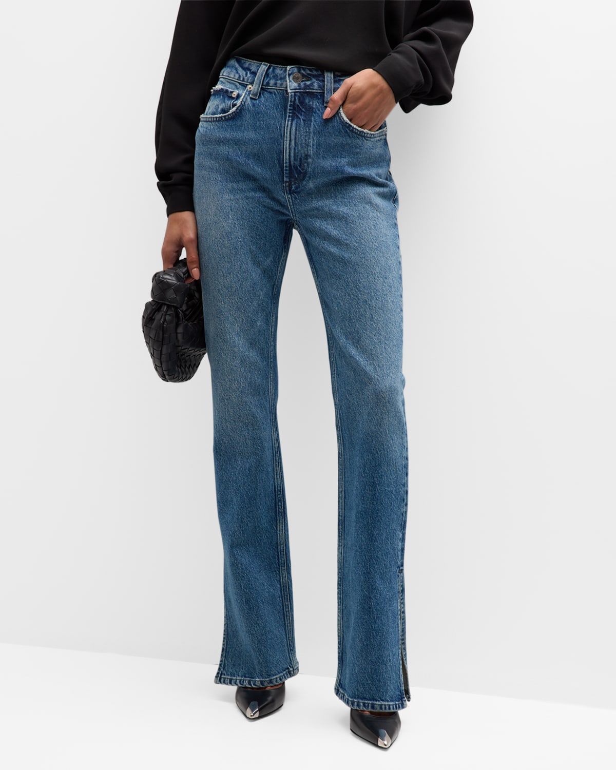 Rails The Sunset High Waist Flare Leg Jeans In Navy Stone