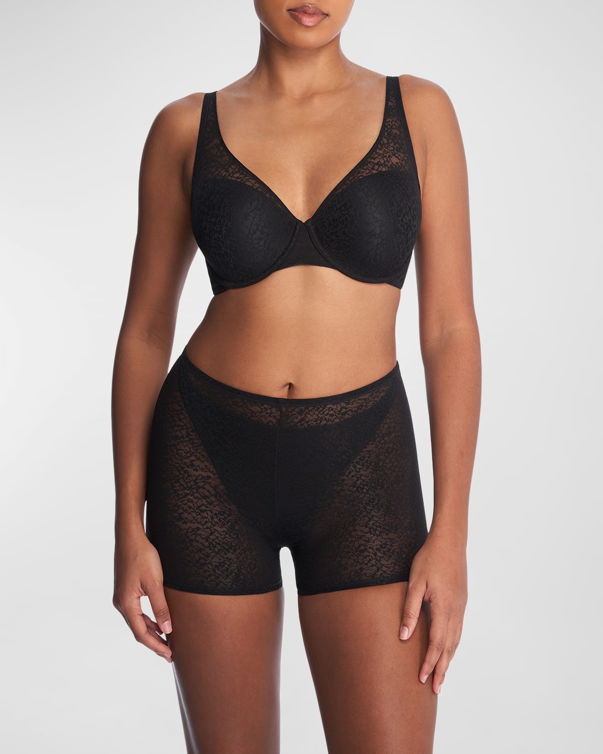 Shop Natori Pretty Smooth Lace Shortlette In Black